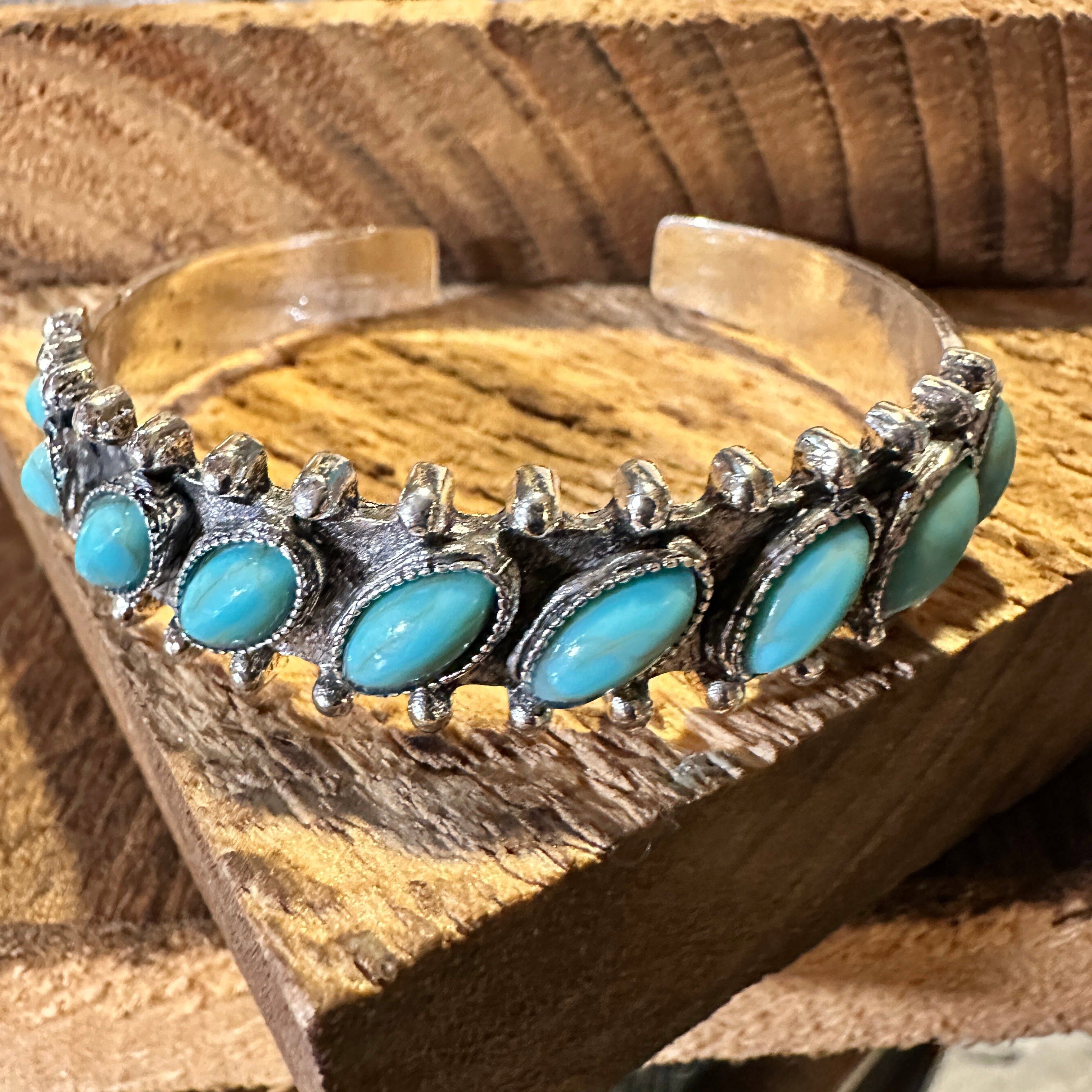 Other Boho Chic Vintage Southwestern Turquoise Open Cuff Bangle, T Size ONE SIZE - 1 Thumbnail