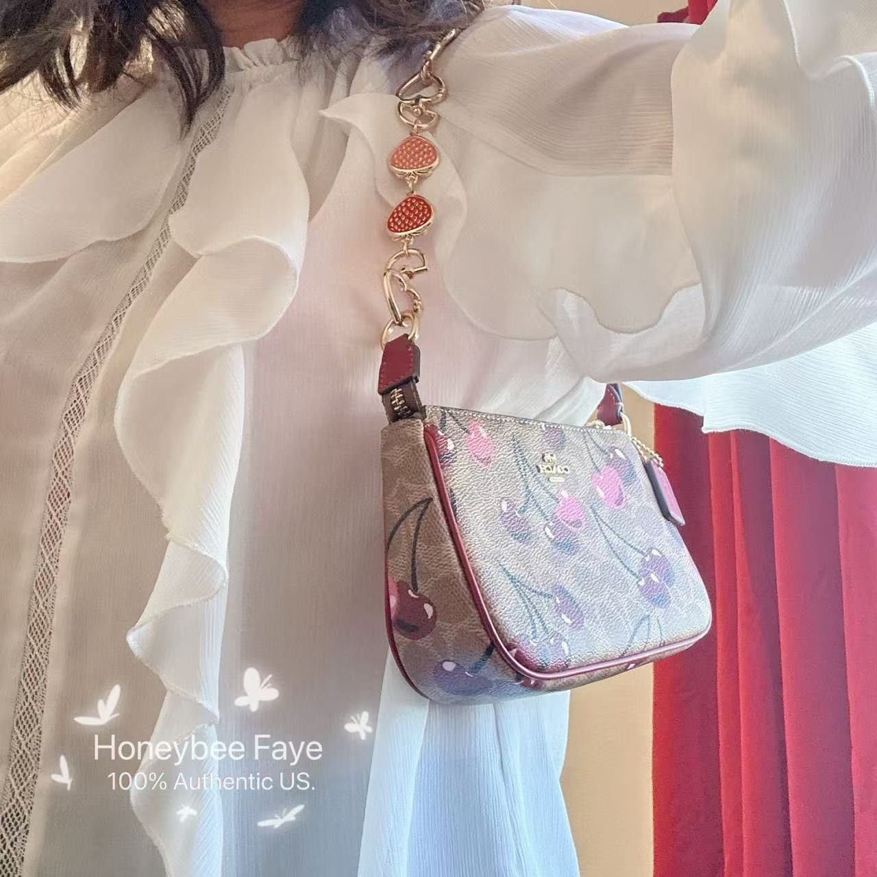 Coach Nolita 19 With Cherry Print CZ011 plus extended chain Size ONE SIZE - 5 Thumbnail