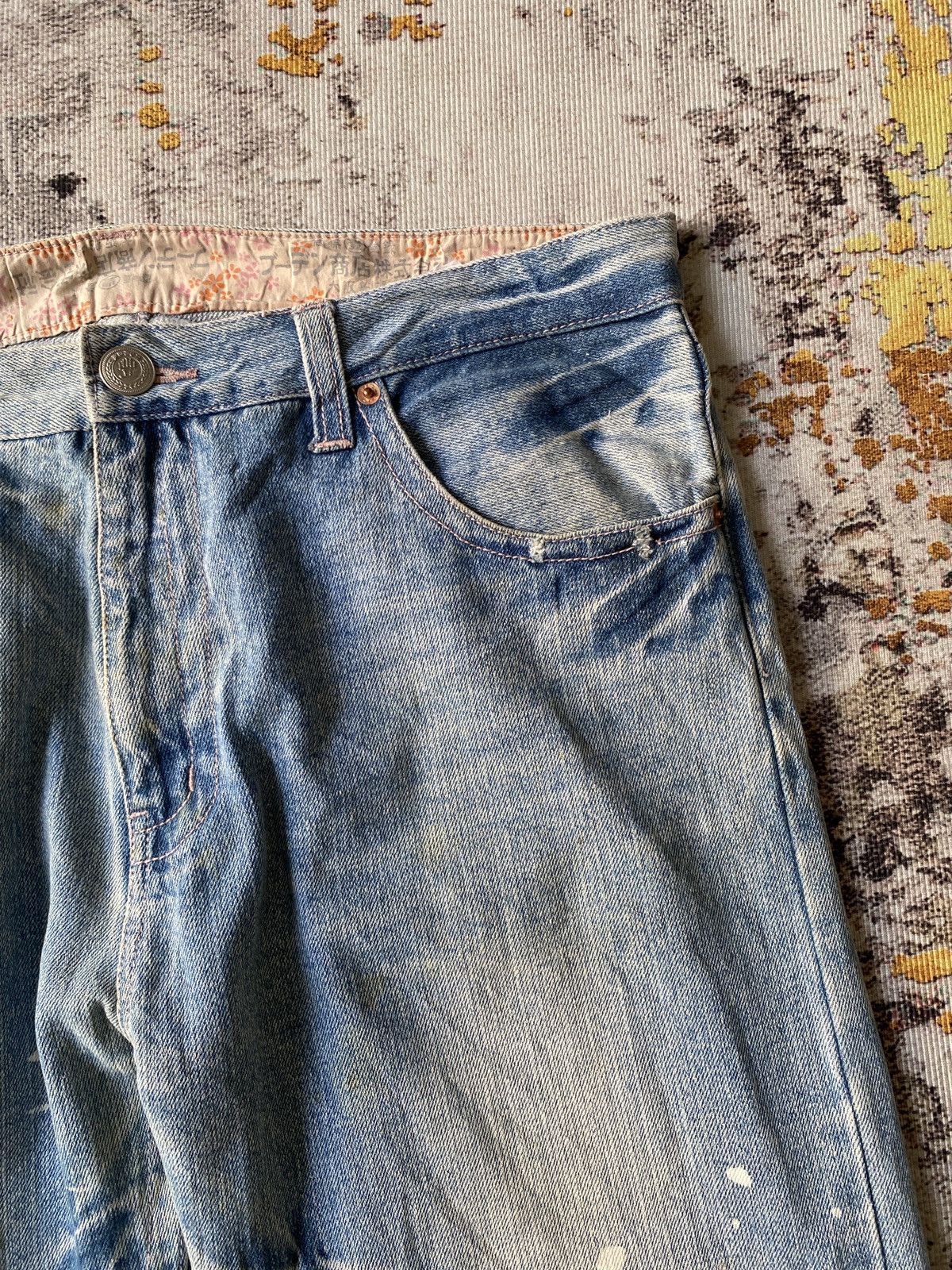 Japanese Brand Japanese Traditional Design Dragons Print Blue Faded Denim Size US 35 - 10 Thumbnail
