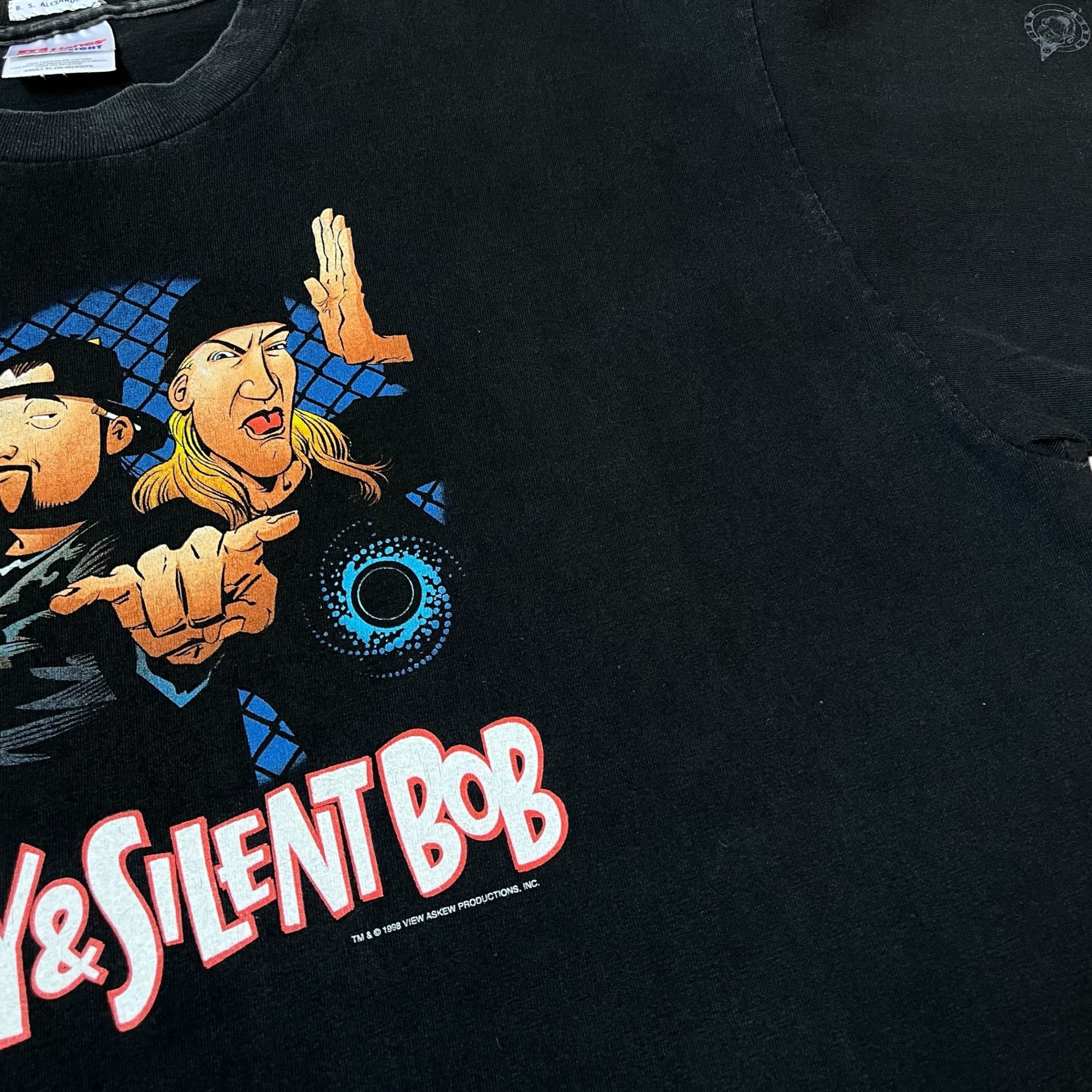 Hanes Vintage 90s Hanes Jay & Silent Bob 1998 Print Black T-Shirt Size US XL / EU 56 / 4 - 2 Thumbnail