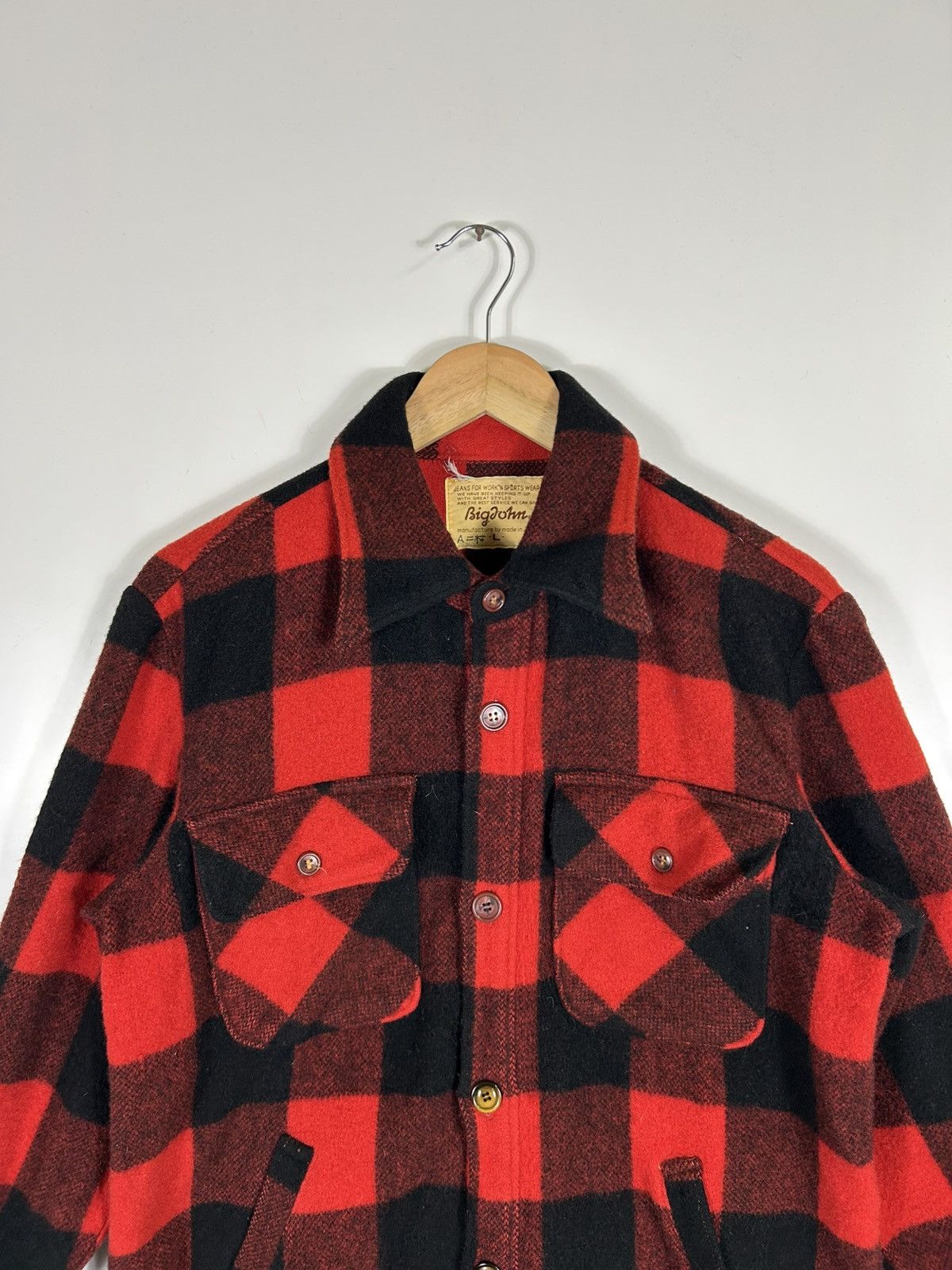 Big John ⚡️Vintage 70’s Big John Wool Flannel Button Chore Shirt Jcket Size US M / EU 48-50 / 2 - 4 Thumbnail