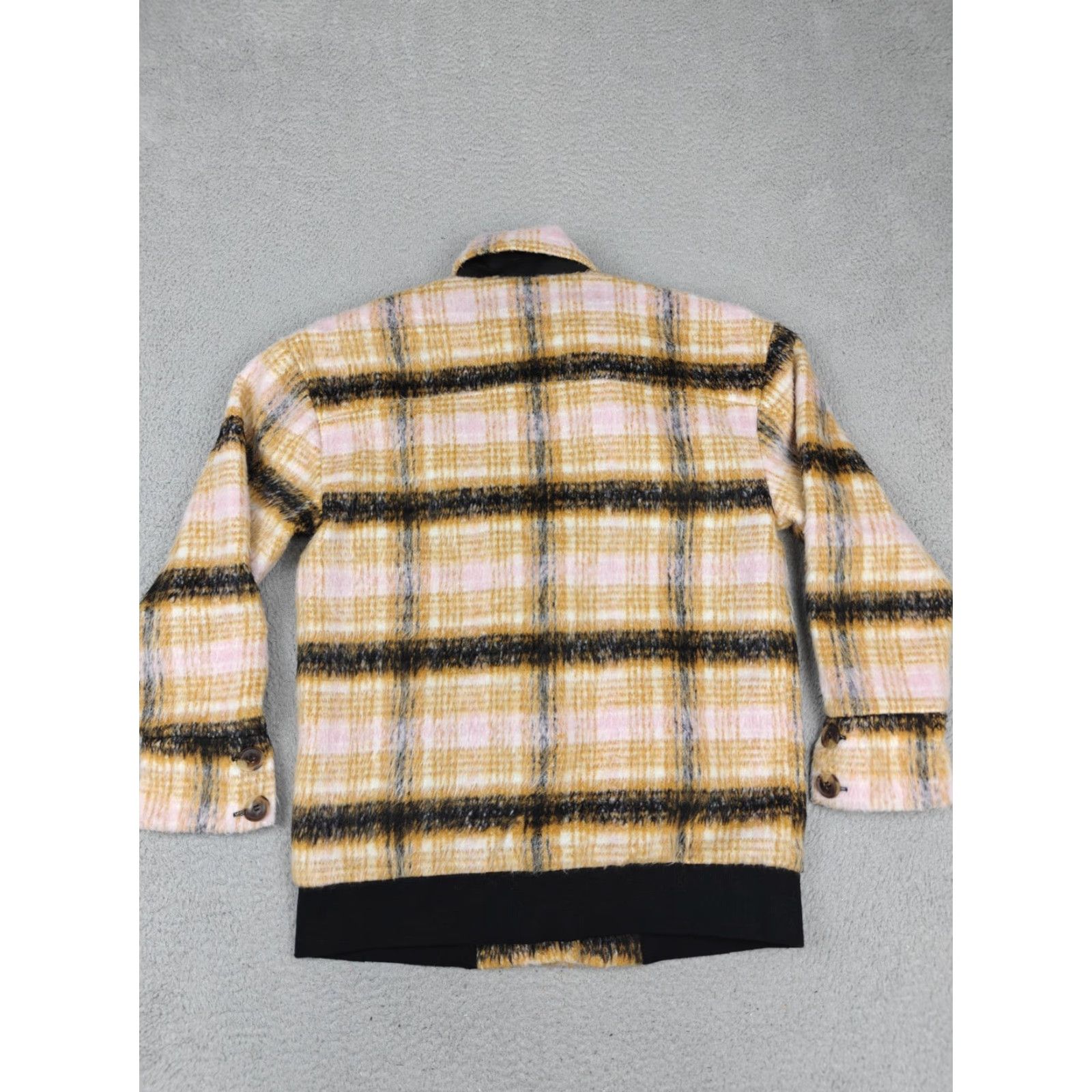 For Love & Lemons For Love & Lemons Jacket Womens XS Yellow Plaid Button Front Bomber Lined Size XS / US 0-2 / IT 36-38 - 5 Thumbnail