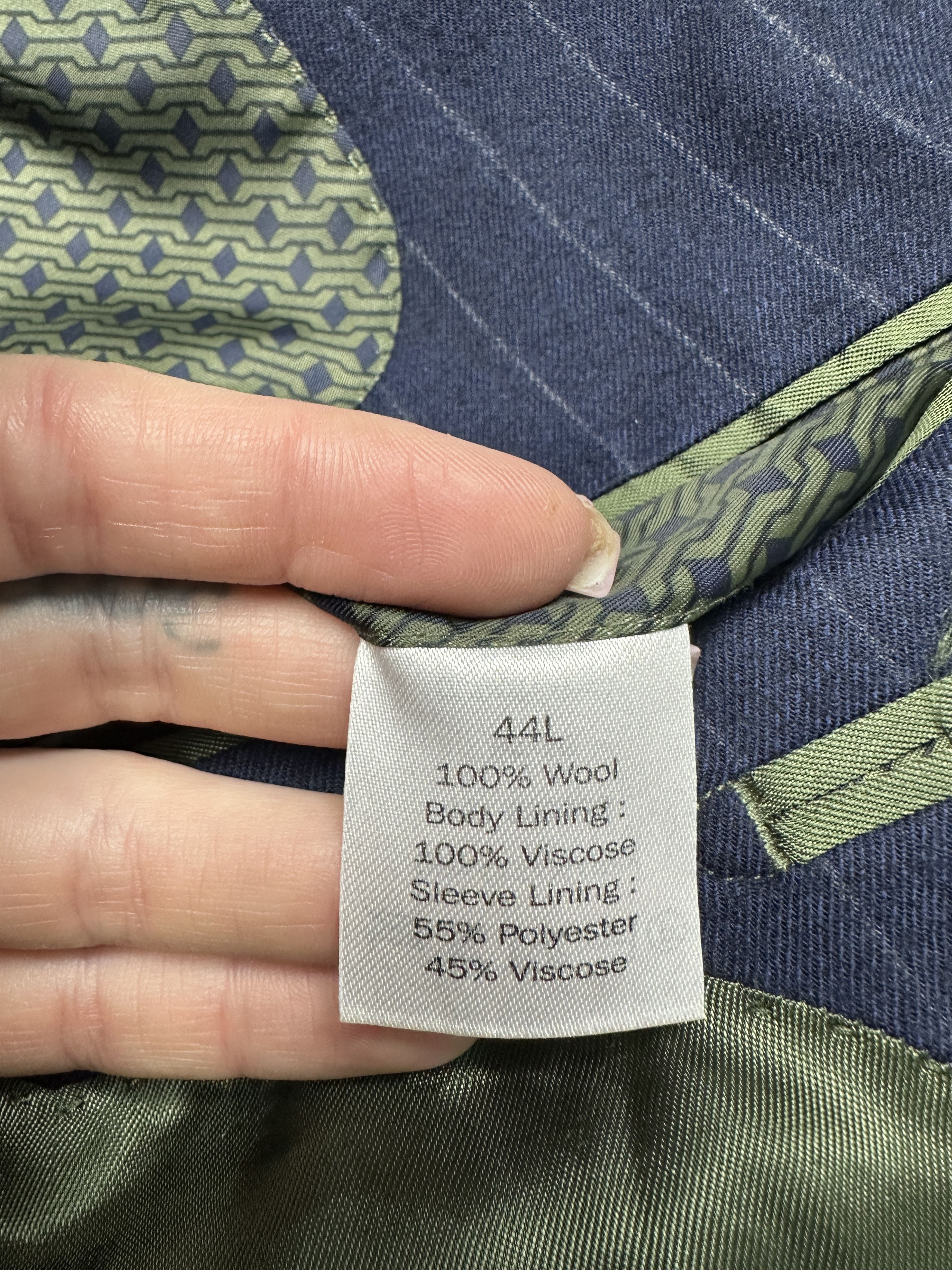 Charles Tyrwhitt Charles Tyrwhitt Mens Striped Wool Suit Blazer 44L Pants 40R Size 44L - 5 Thumbnail