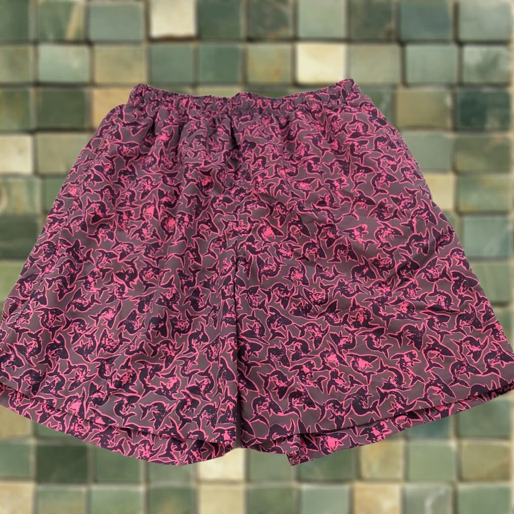 Vintage Maui & Sons Swim Trunk Shorts Brief 7" Gray Pink Shark Lined Men's M Regular Baggy? Size US 31 - 1 Thumbnail