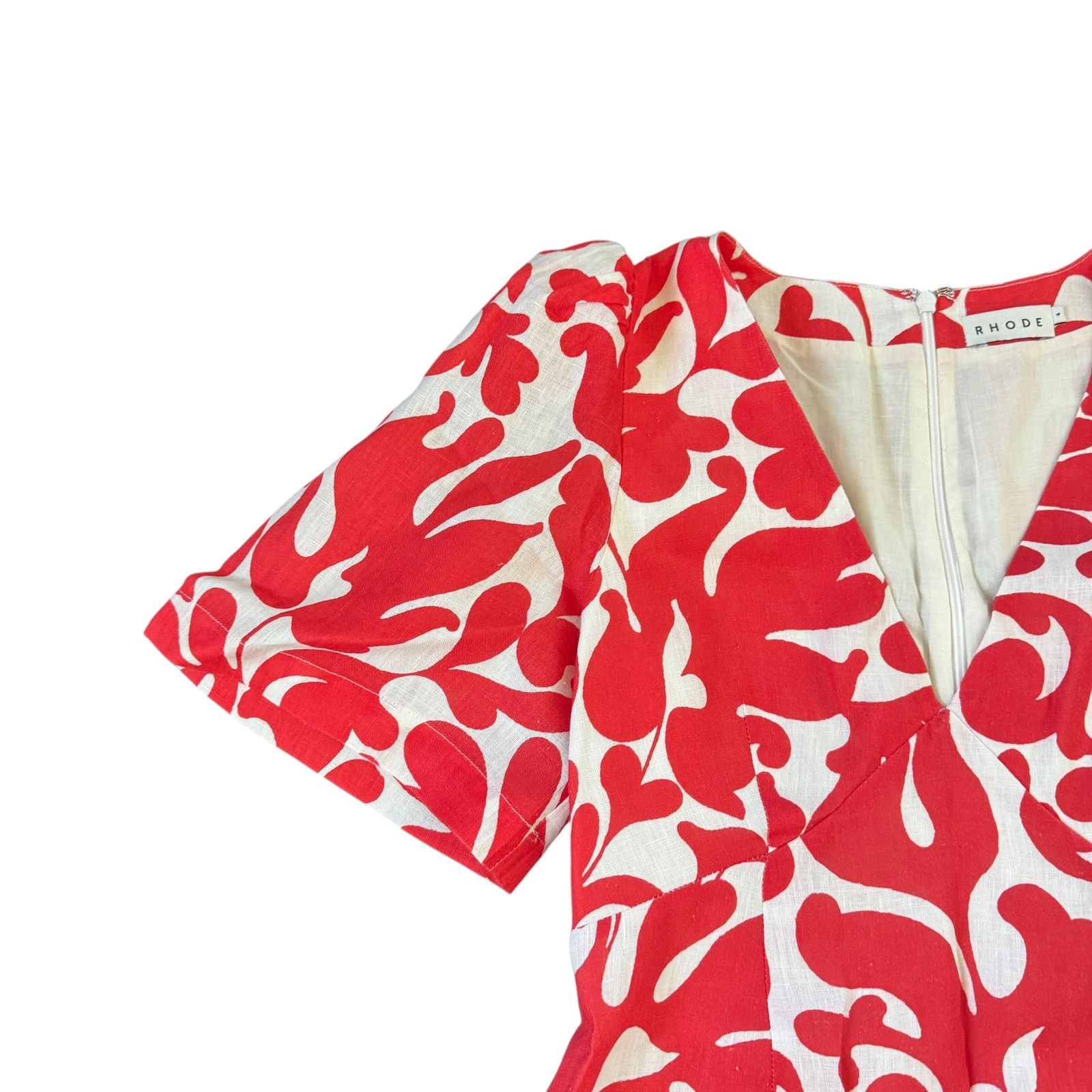 RHODE Rhode Mariana Printed Linen Dress Red Size S / US 4 / IT 40 - 7 Thumbnail