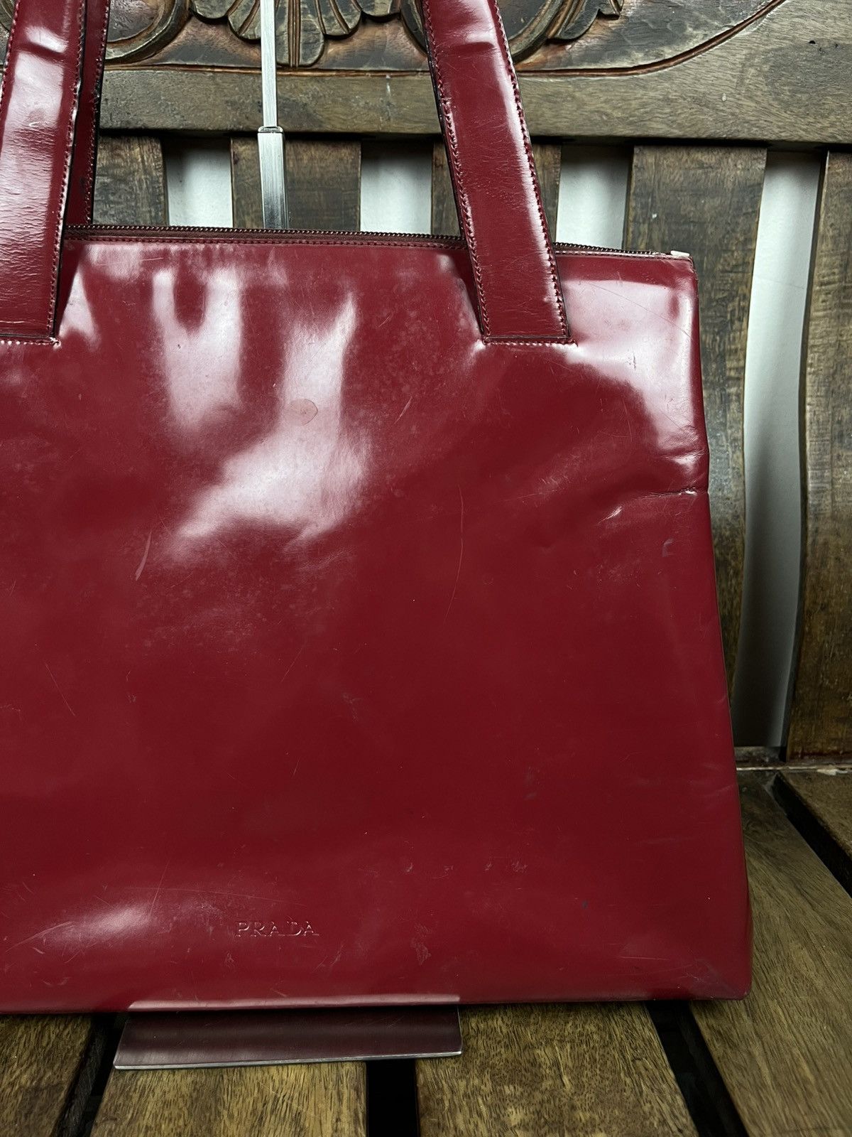 Prada Prada Fall/Winter 1998 Burgundy Patent top handle bag Size ONE SIZE - 4 Thumbnail