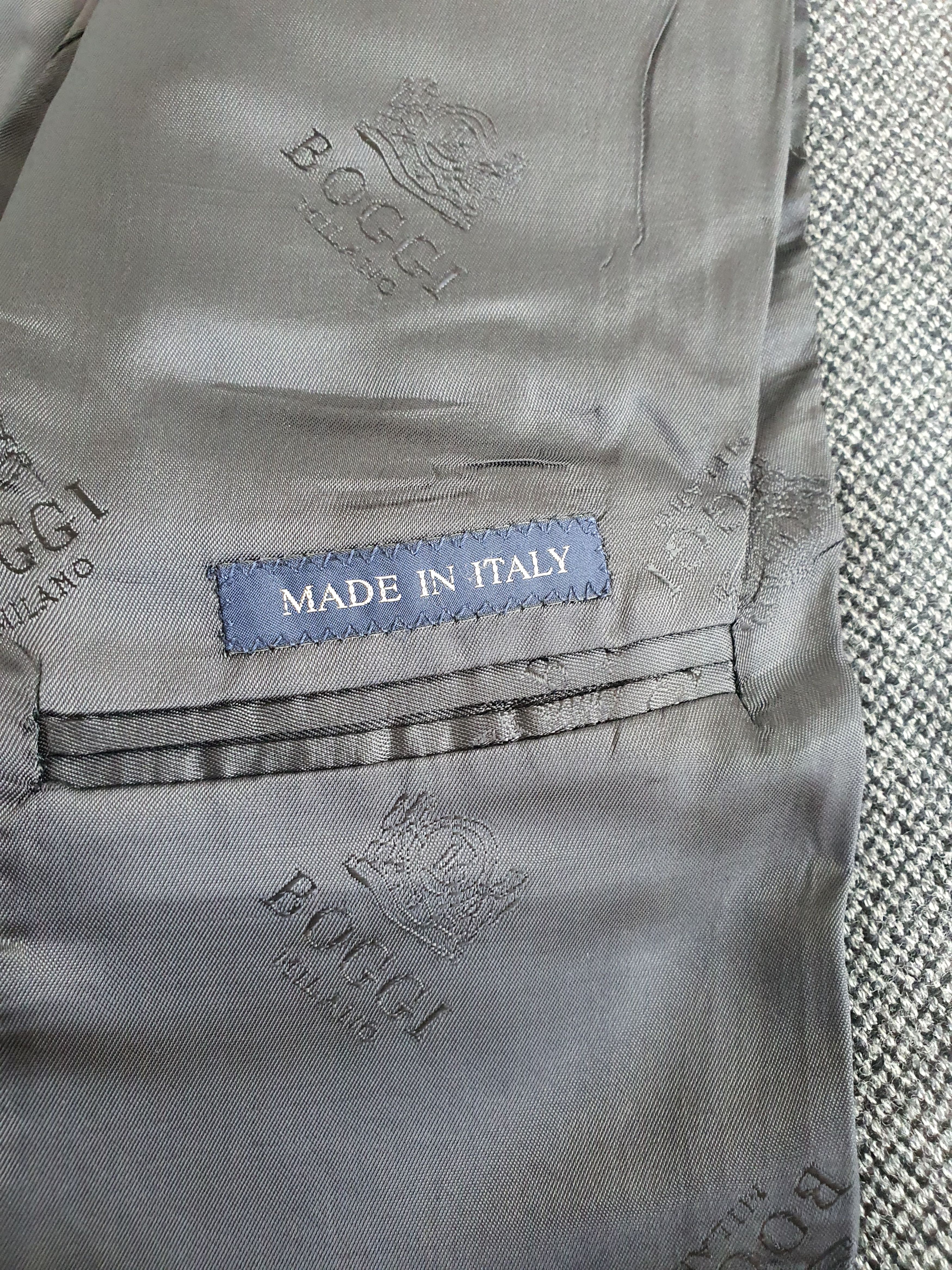Boggi Micro Herringbone Gray Jacket - Campore Fabric - Sz EU 52-54 Size 42R - 7 Thumbnail