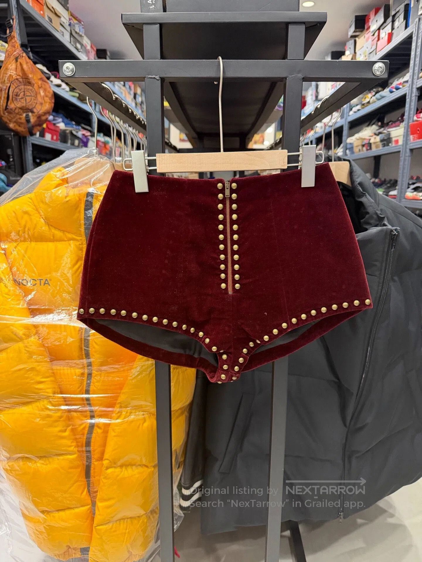 Saint Laurent Paris Saint Laurent Velvet Studded Mini Shorts. Size 37" - 1 Thumbnail