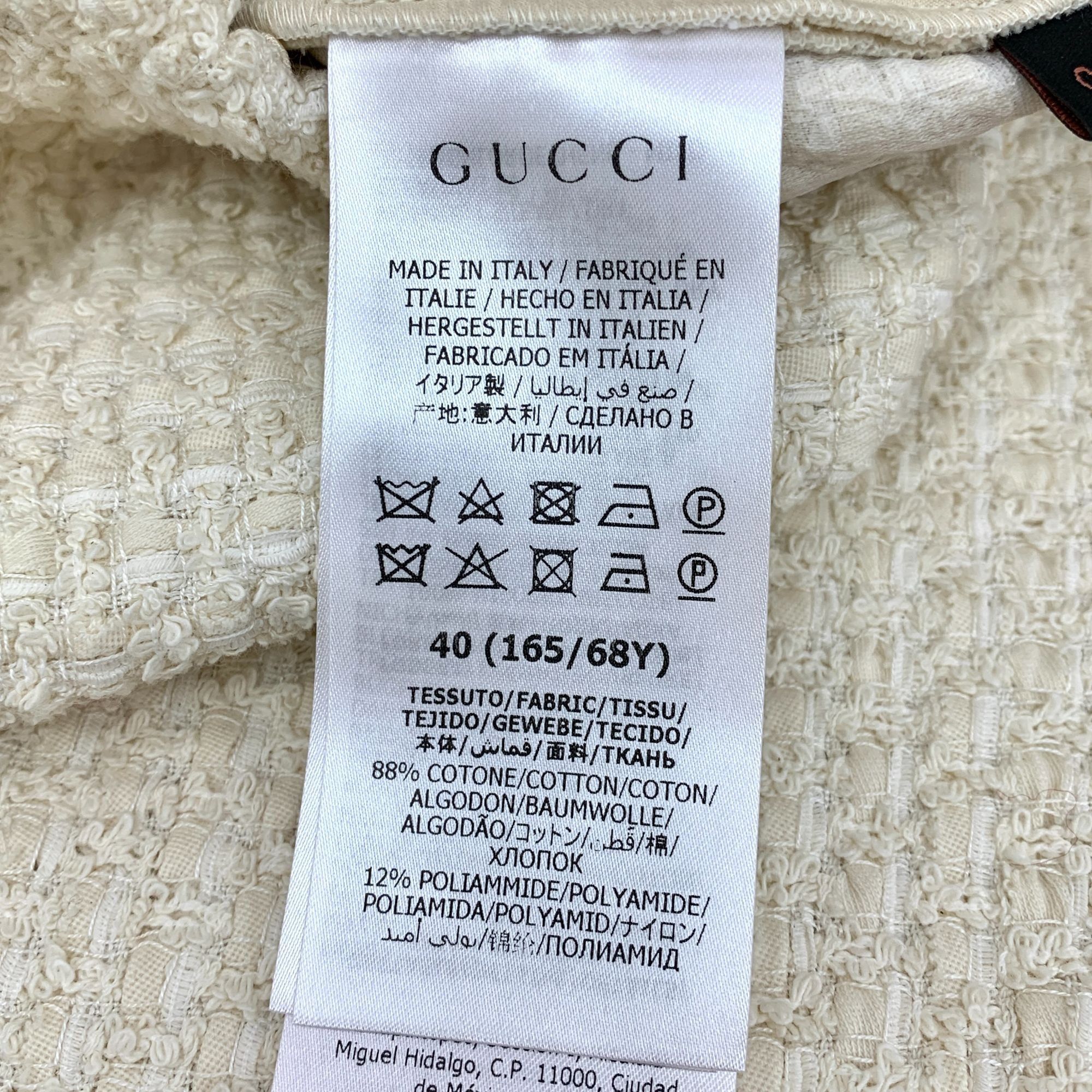 Gucci Gucci Beige Striped Cotton Tweed Shorts Size 40 Elastic Wais Size 40" / US 18 - 3 Thumbnail