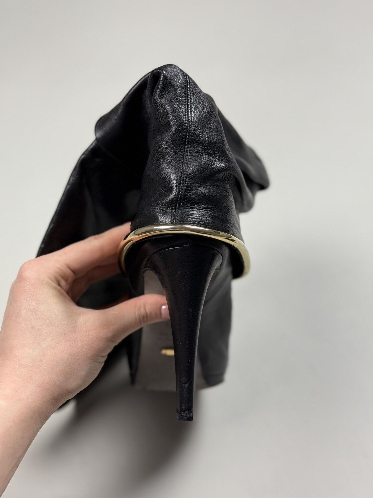 Sergio Rossi Sergio Rossi Ladies Leather Over The Knee Heeled Boots Size US 8.5 / IT 38.5 - 13 Thumbnail