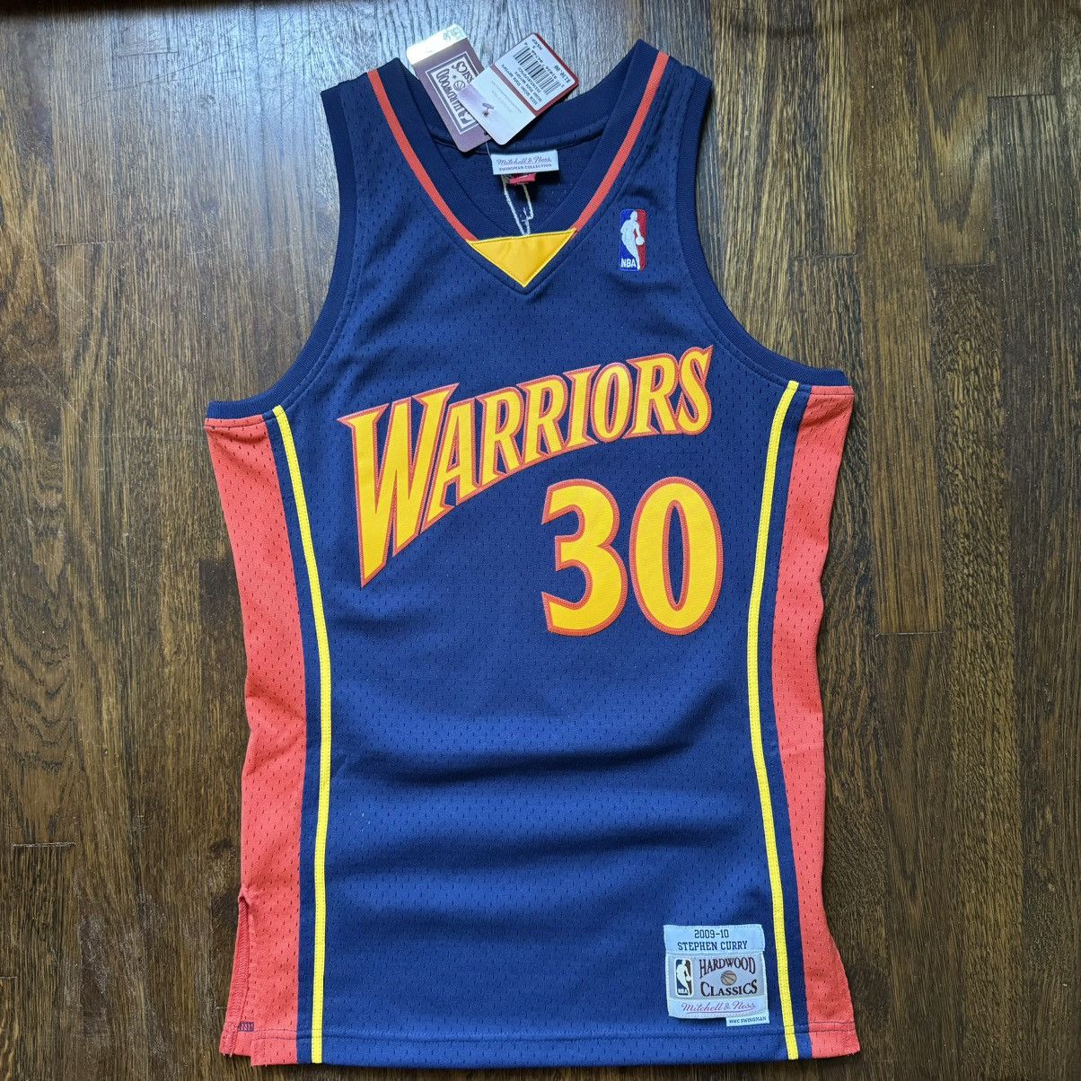 image of Mitchell Ness x NBA Mitchell & Ness Steph Curry Golden State Warriors Jersey in Navy (Size Small)