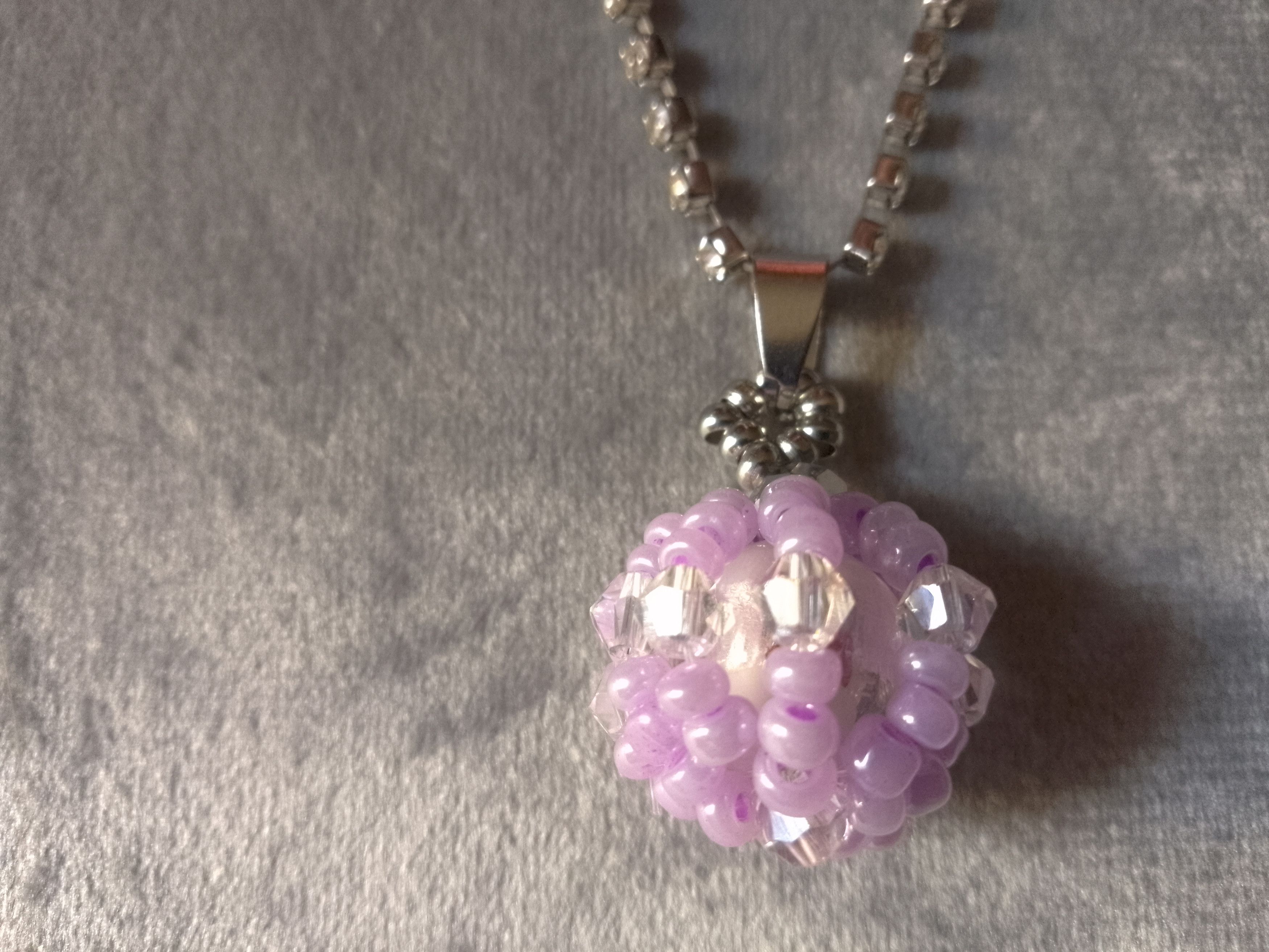 Handmade Necklace Beaded Pearl Pendant Earrings Purple Size ONE SIZE - 6 Thumbnail