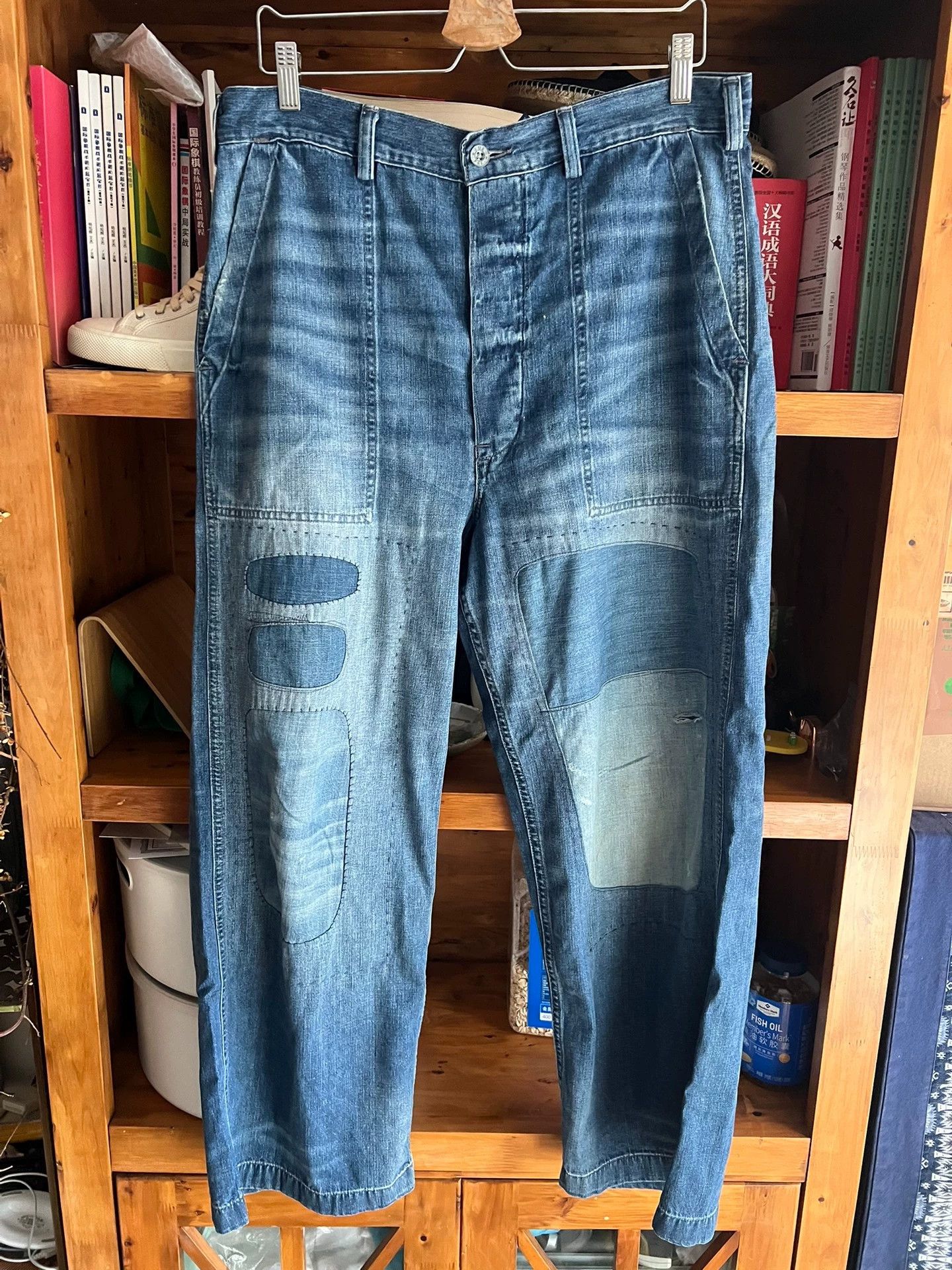 Polo Ralph Lauren RRL Vintage Distressed Patched Baggy Jeans 32W32L Size US 32 / EU 48 - 2 Thumbnail