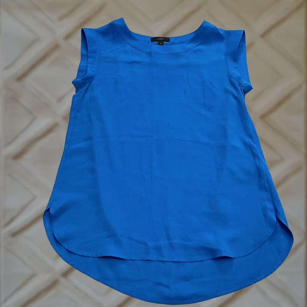 J.Crew J.Crew Blouse Shirt Drapey Tank Top Sleeveless Blue Chiffon 0 Womens N/A Size XS / US 0-2 / IT 36-38 - 1 Thumbnail