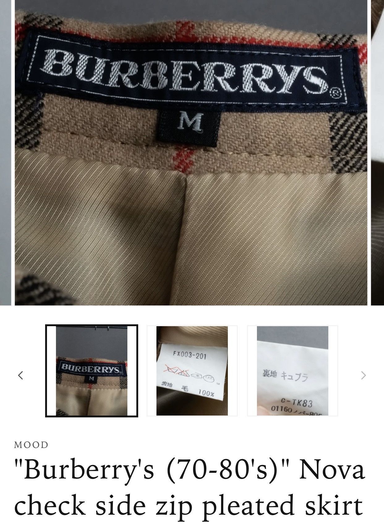 Burberry × Vintage Vintage 70s-80s Burberrys Nova Check Pleated Skirt Size 24" / US 00 / IT 34 - 16 Thumbnail