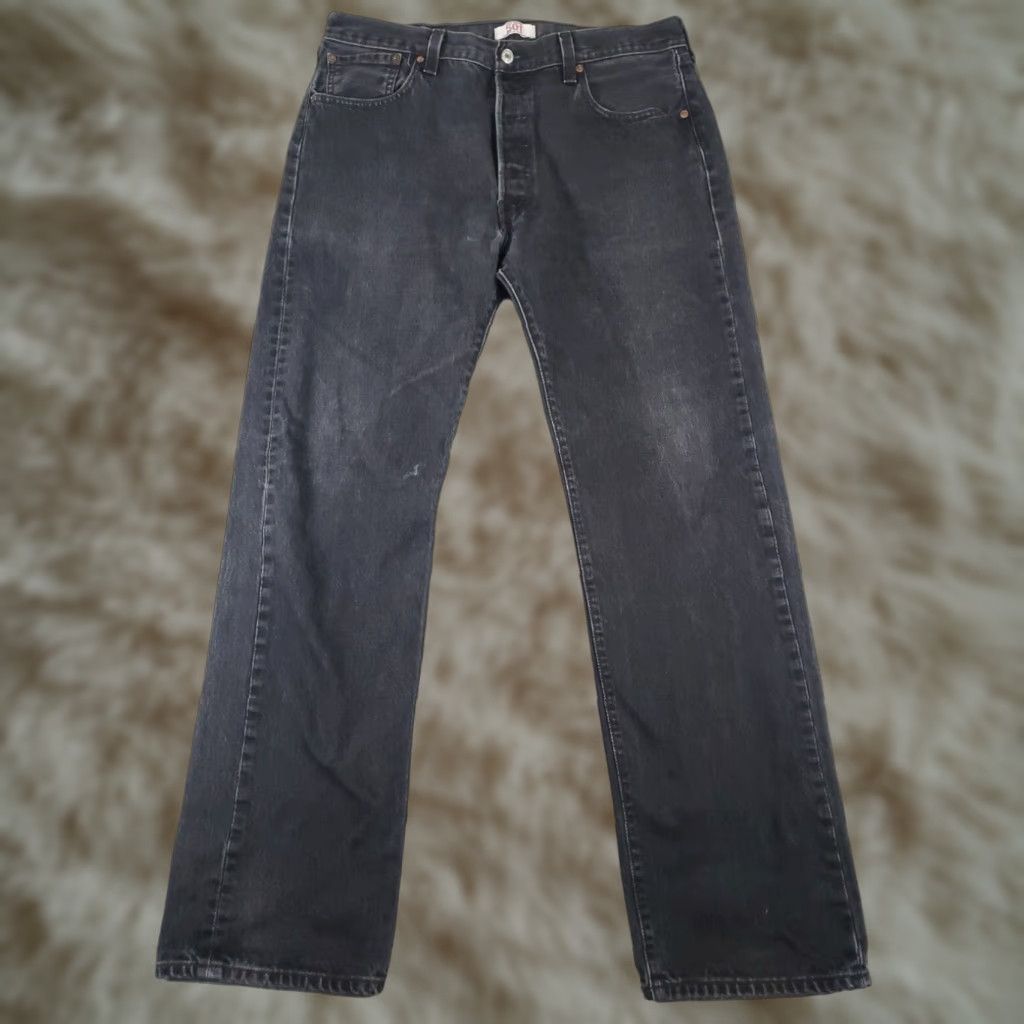 Levis 501 Mens Gray Straight Leg Jeans 36x34 Cotton Button Fly