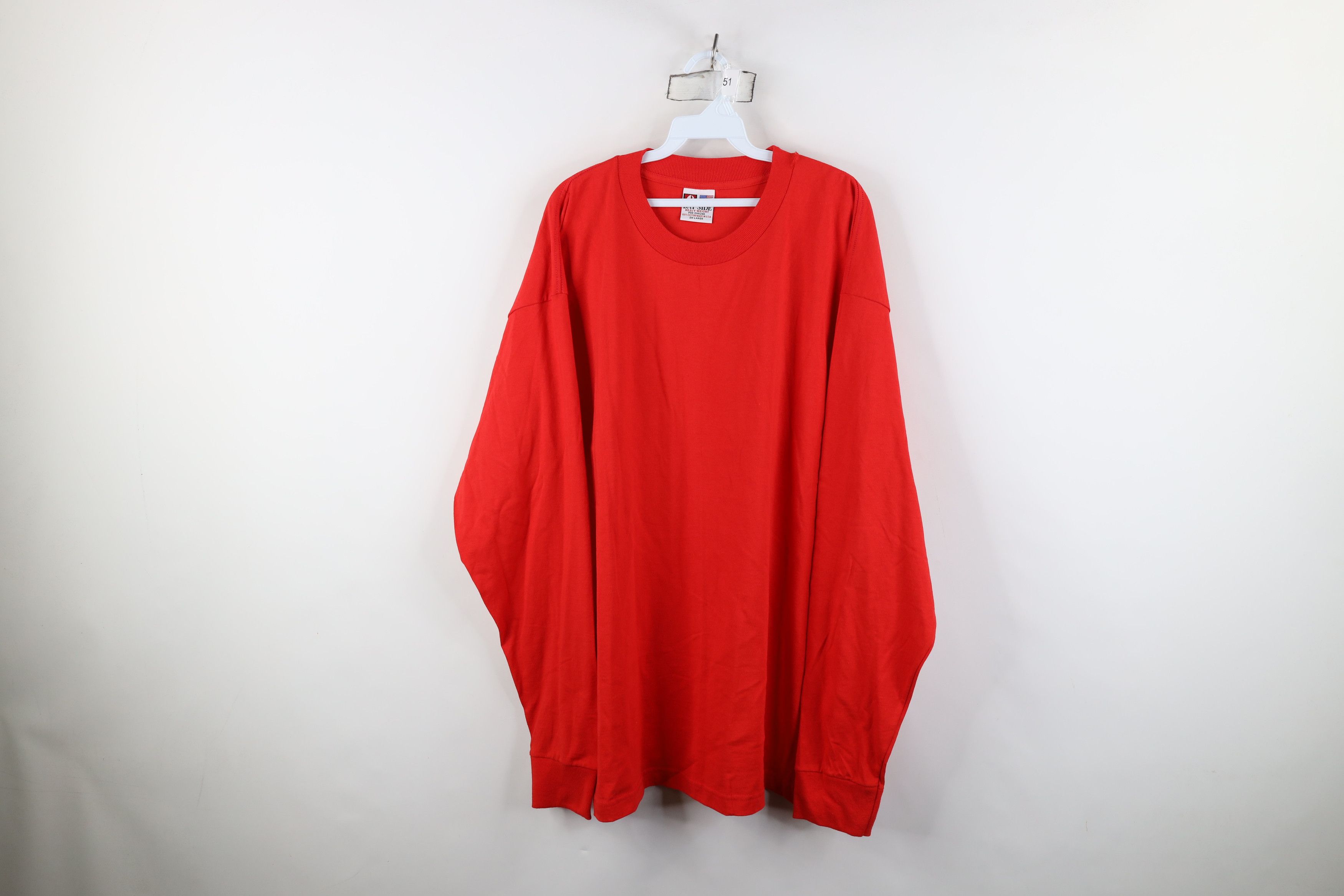 Vintage Vintage 90s Streetwear Long Sleeve T-Shirt Cotton Red USA Size US XXL / EU 58 / 5 - 1 Thumbnail