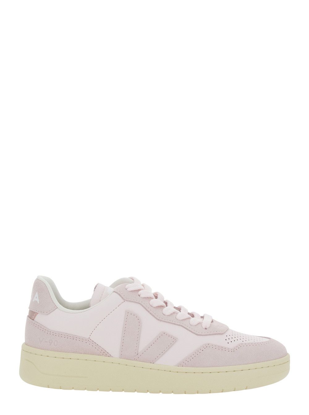 Veja 'V90' Pink Sneaker with Side Logo and Perforated Toe in Leather Woman Size US 11 / IT 41 - 1 Thumbnail