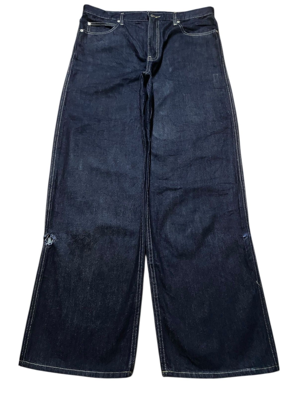 Uniqlo Vintage Japanese Brand Uniqlo Navy Blue Super Baggy Jeans Size US 34 / EU 50 - 1 Thumbnail