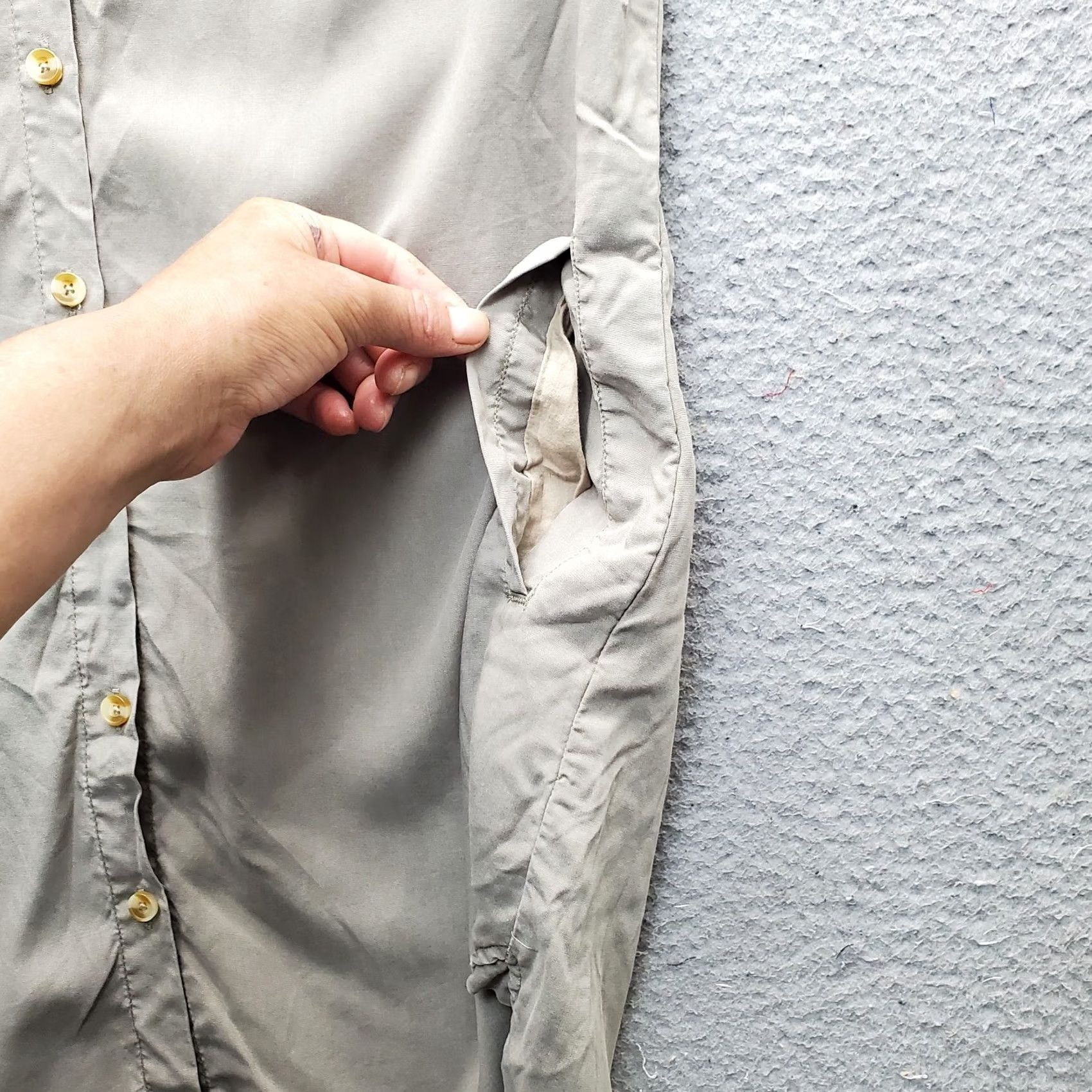 Vintage Thread & Supply Shirt Dress Women's S Gray Lyocell Roll Tab Sleeve Button Front Size S / US 4 / IT 40 - 6 Thumbnail