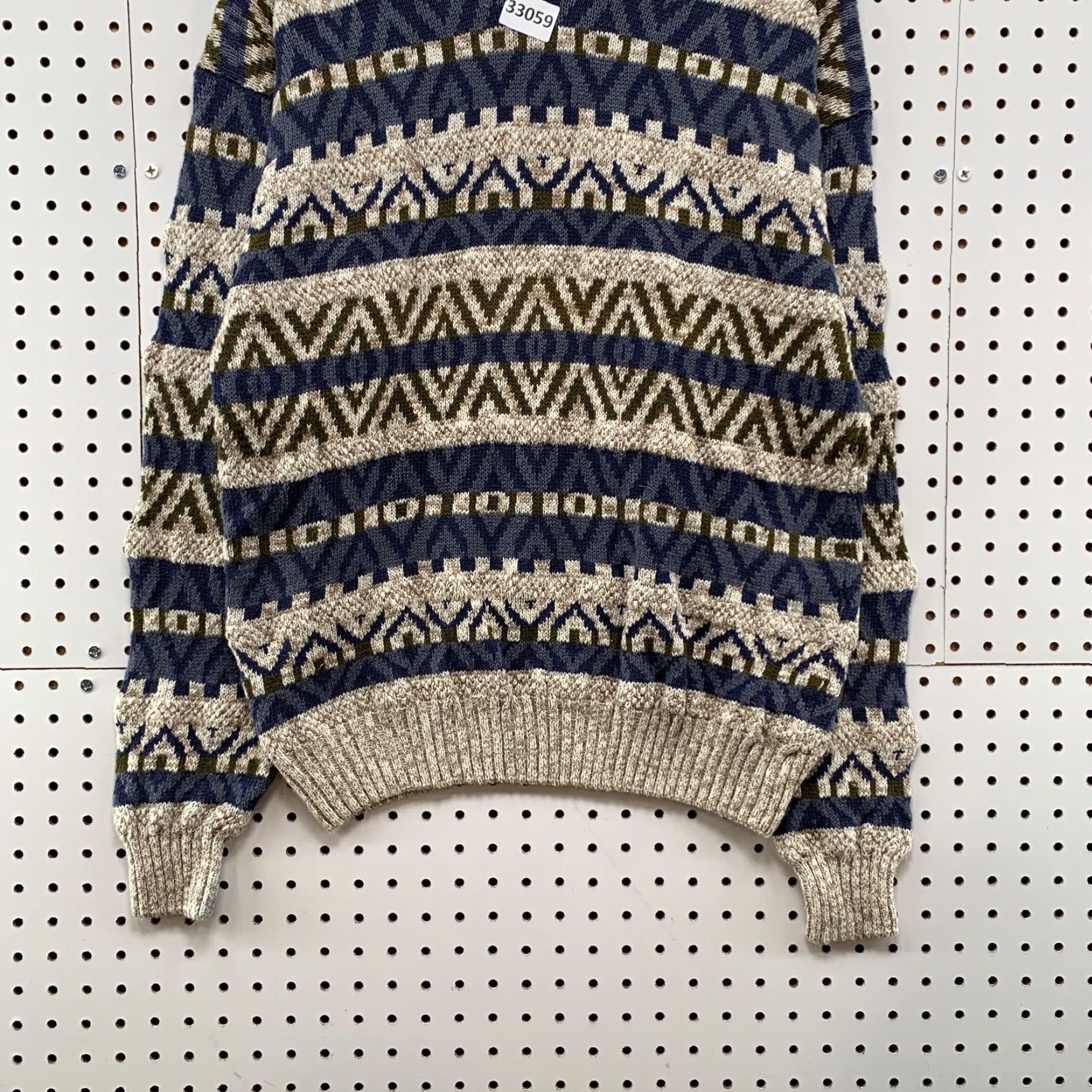 Vintage VINTAGE Northwest Territory Knit Sweater Mens XL Nordic Striped 20x26 Beige Cotton Ramie Crew Neck Pullover Size US XL / EU 56 / 4 - 6 Thumbnail
