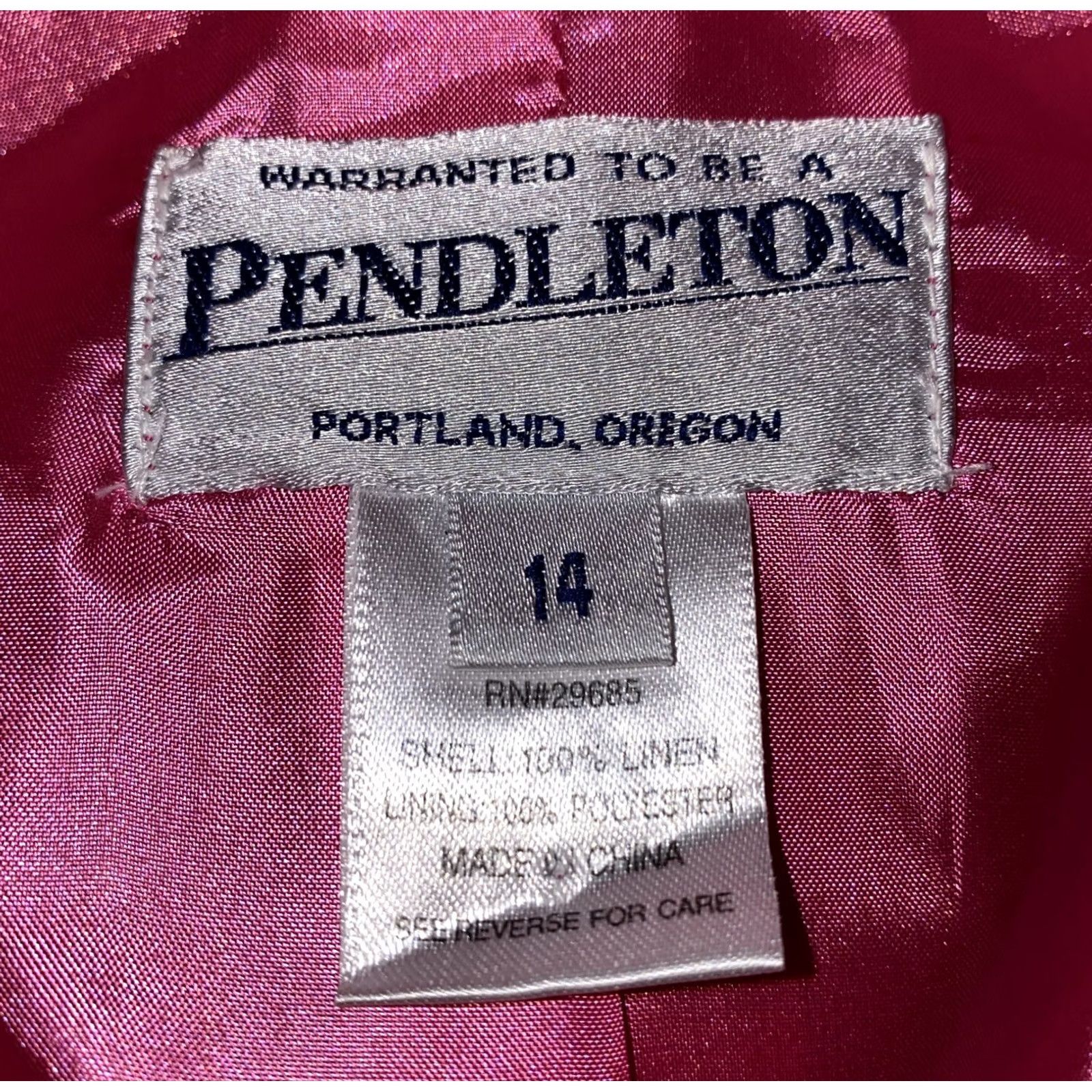 Pendleton Pendleton Jacket Womens Pink Linen 3 Button Size 14 Regular Coat LINEN Polyester Lining Casual Fall Spring Women Shirts & Jackets Size XL / US 12-14 / IT 48-50 - 6 Thumbnail