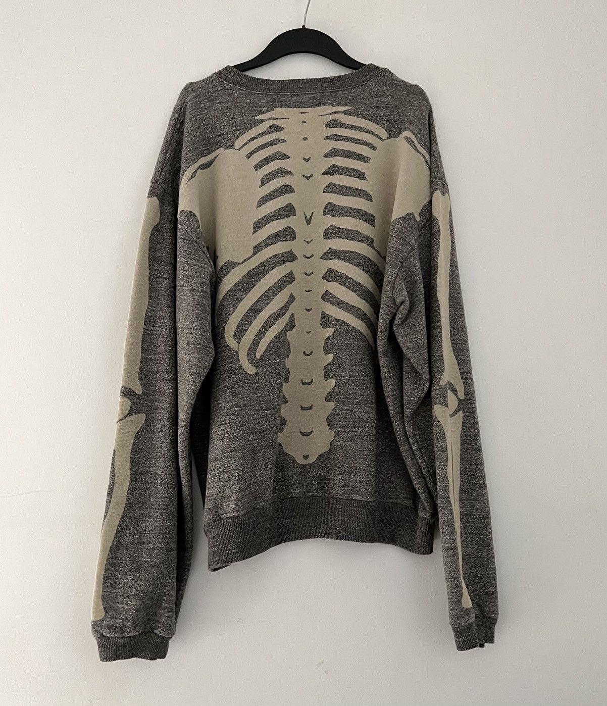 image of Kapital Skeleton Bones Crewneck Sweatshirt in Grey, Men's (Size Large)