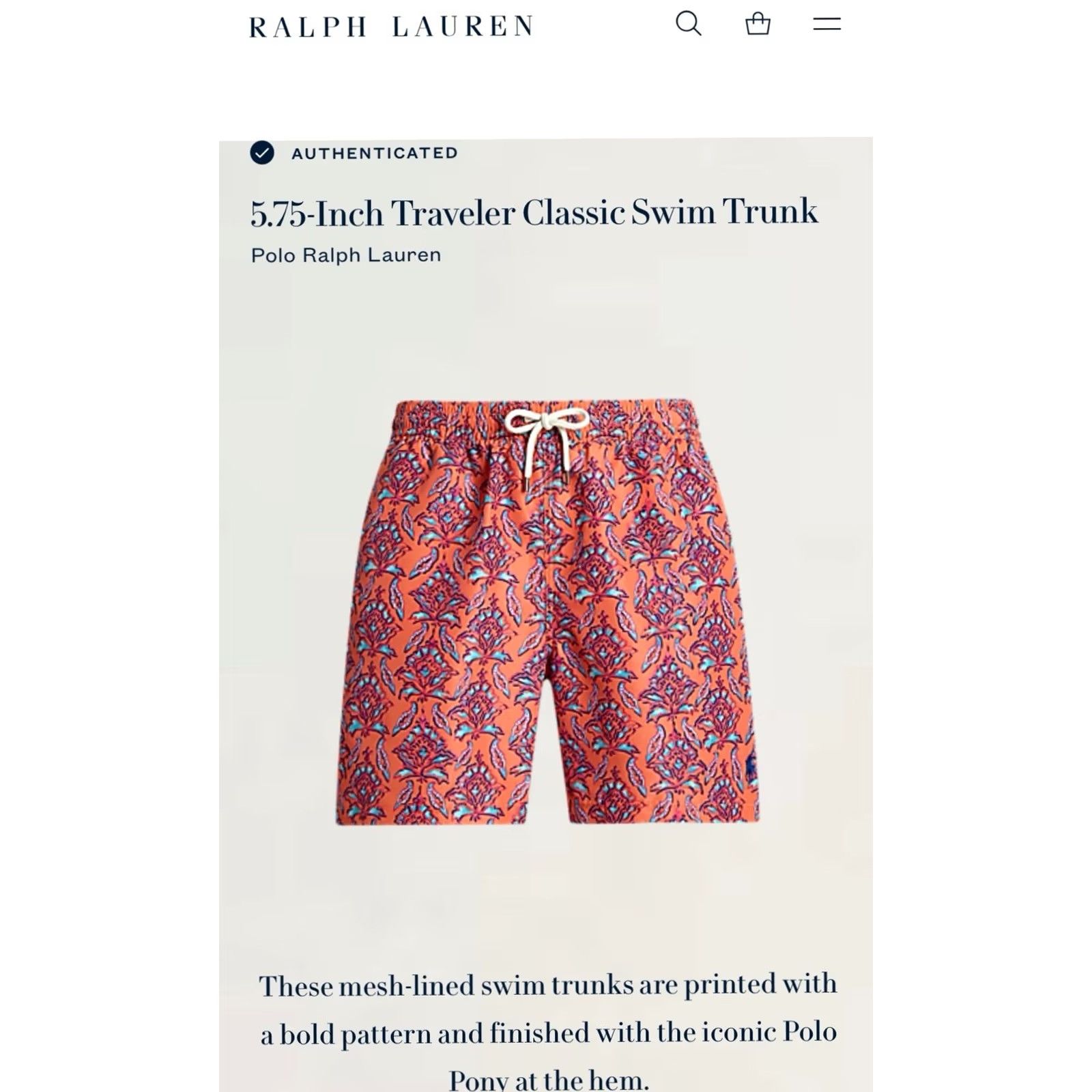 Polo Ralph Lauren VINTAGE Polo Ralph Lauren Swim Shorts Trunks Mens S Orange Lined 100% Polyester Polo Pony Beach Classic Logo Size US S / EU 44-46 / 1 - 6 Thumbnail