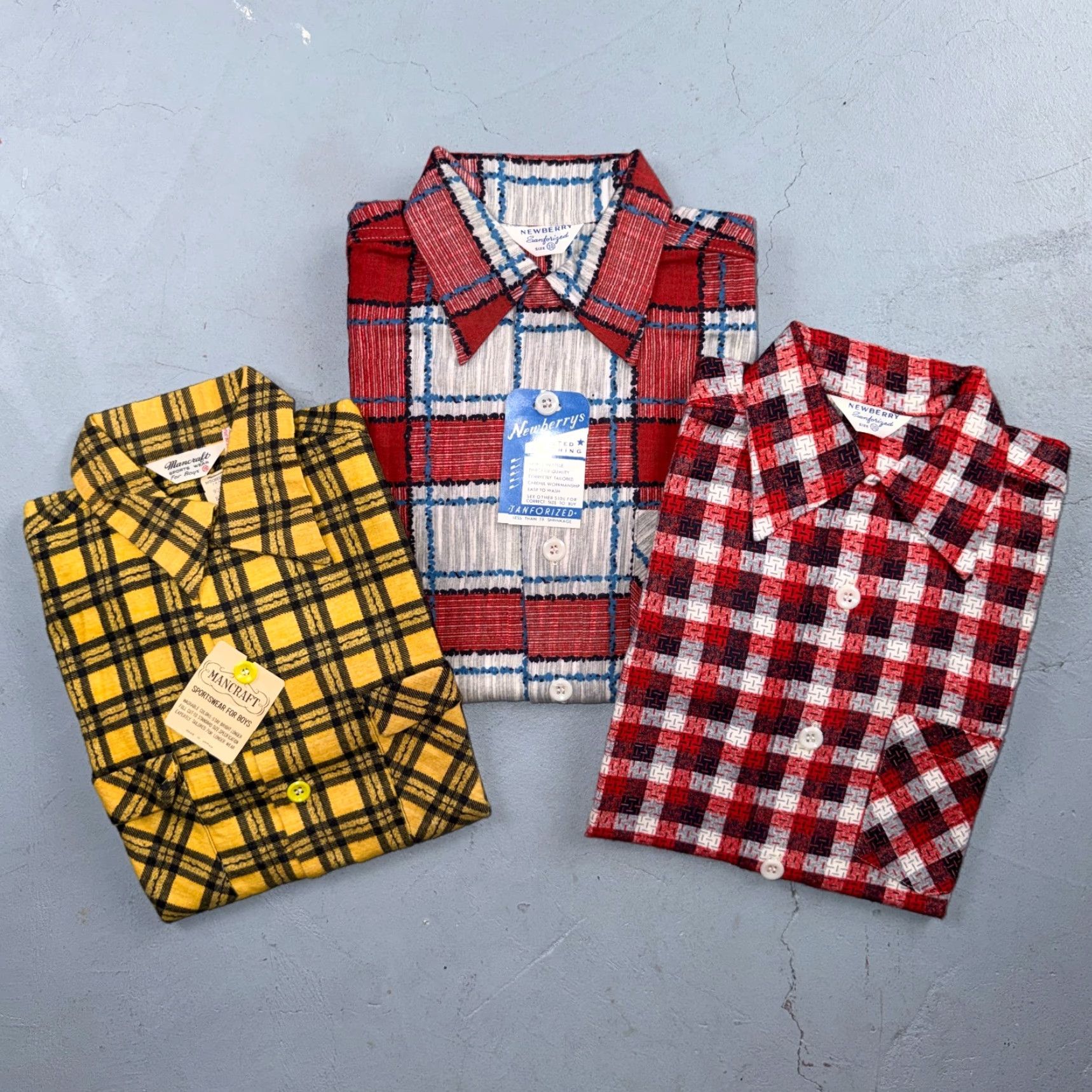 Vintage VTG 1950s NOS Plaid Flannel Boys Shirt Newberry Rockabilly Size 10 Red Rare 50s Size US M / EU 48-50 / 2 - 2 Thumbnail