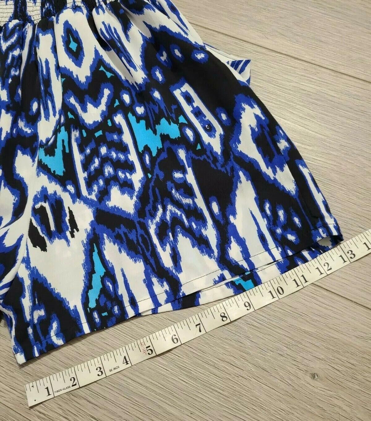 Designer 5/48 Romper Small Blue White Shorts V Neck Spaghetti Strap Size 28" / US 6 / IT 42 - 6 Thumbnail