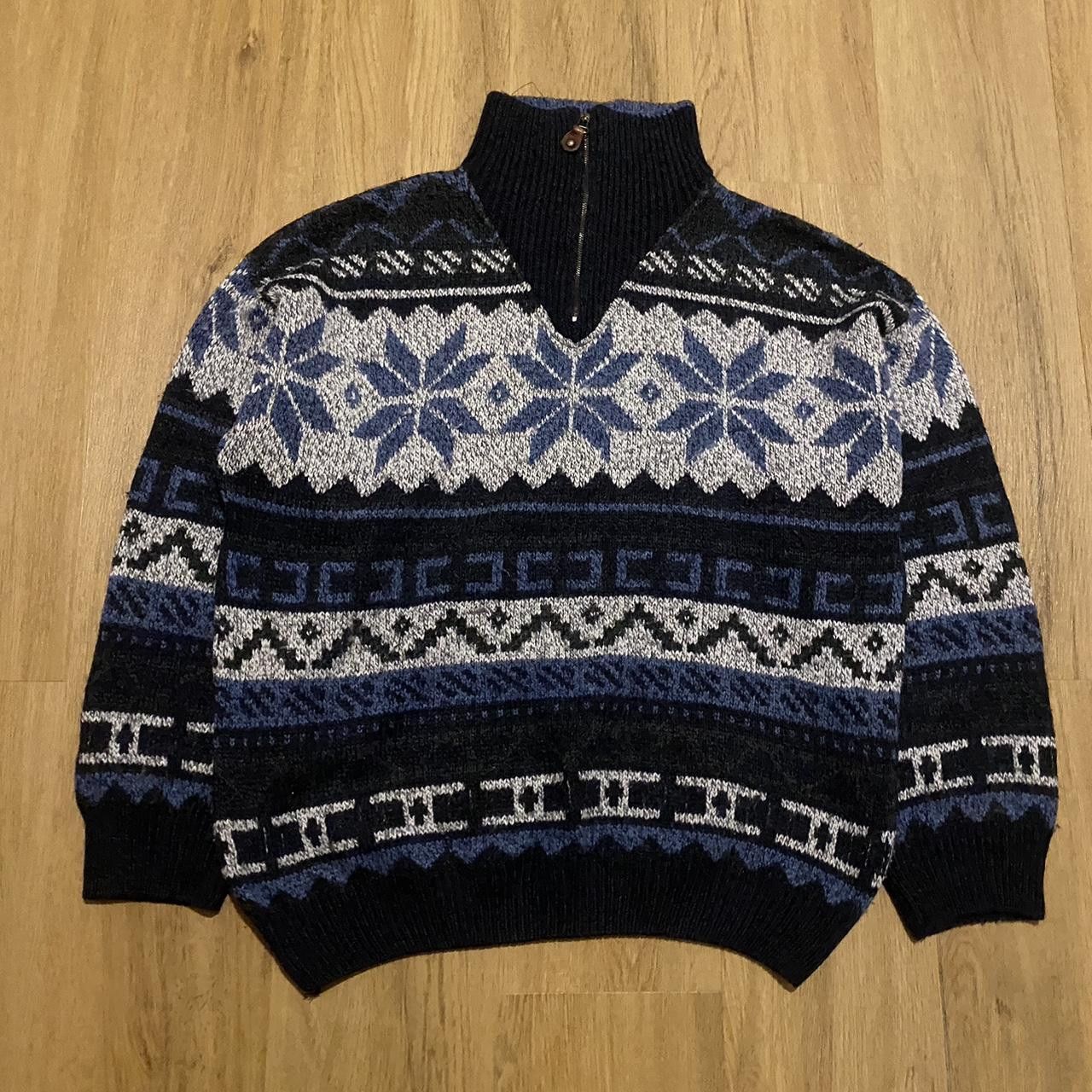 Other Blue and black vintage 90s Nordic pattern sweater Size US L / EU 52-54 / 3 - 1 Thumbnail