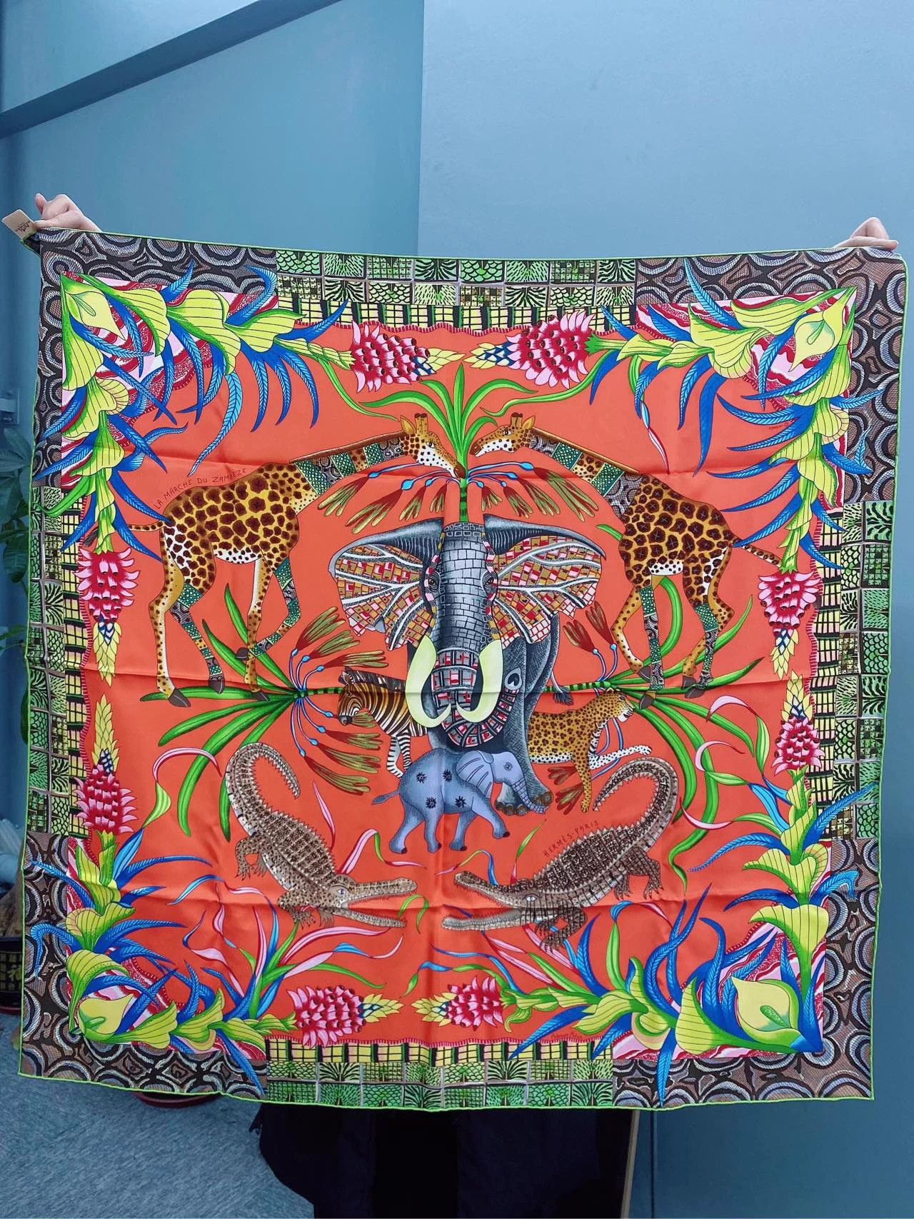 Hermes Hermes Silk Scarf Zambezi 90cm First Ed Limited Orange/Seafoam Size ONE SIZE - 1 Thumbnail