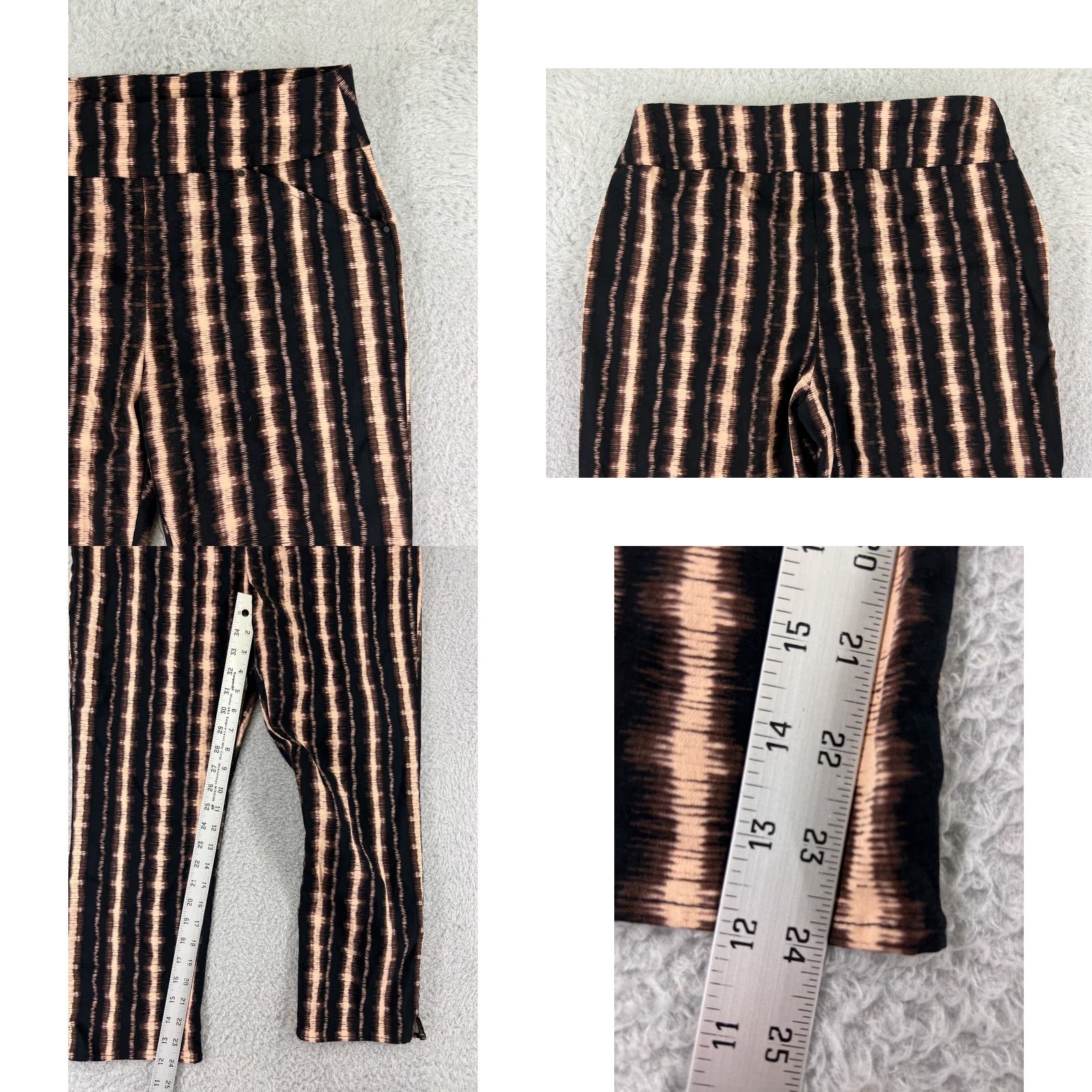 Vintage INC International Concepts Women's Leggings Adult Size 8 Black Beige Striped Casual Athletic Comfortable Size 30" / US 8 / IT 44 - 8 Thumbnail