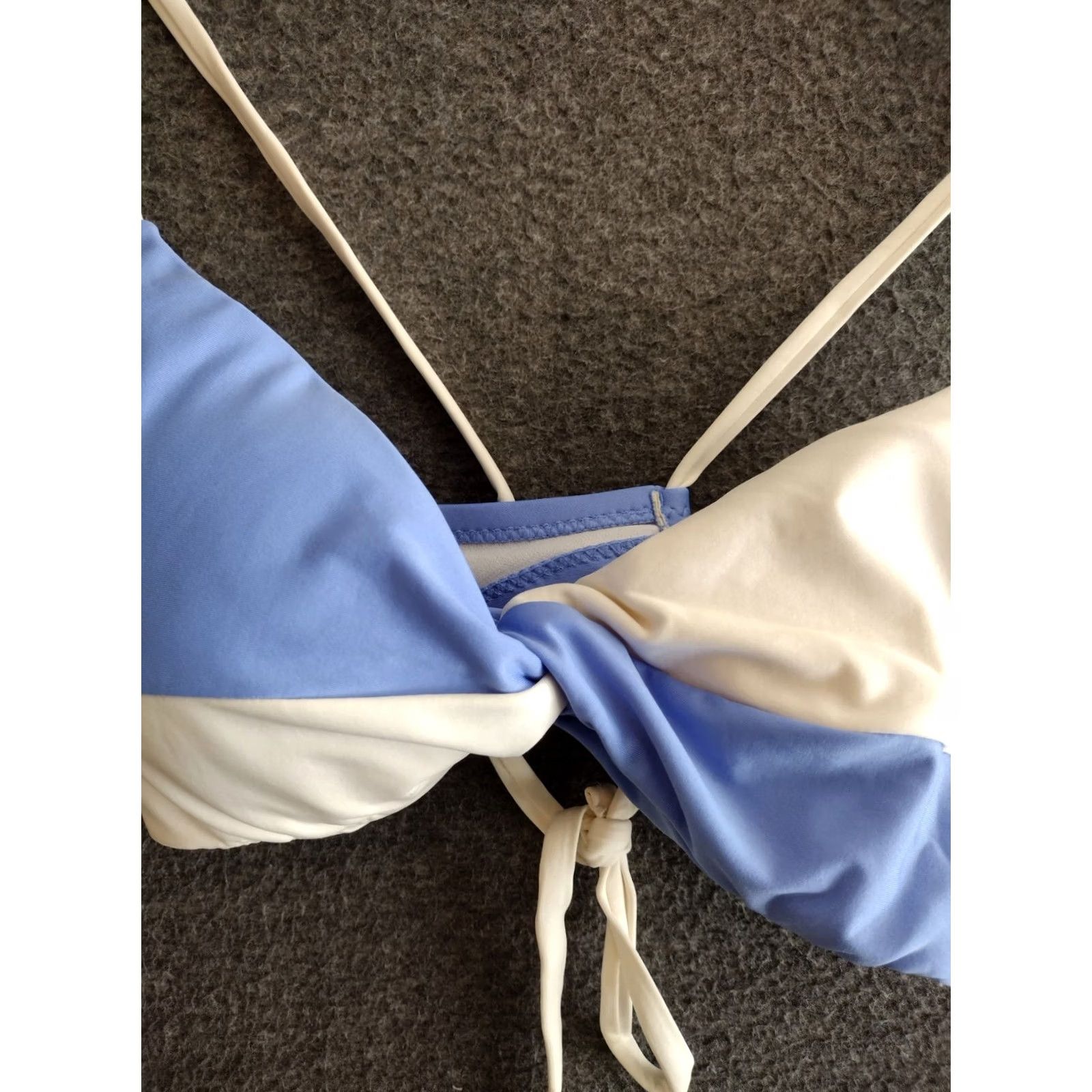 Vintage Shade & Shore Bikini Top Shirt Women L Blue White Strap Twist Padded 12-14 90s Angel theme Size L / US 10 / IT 46 - 3 Thumbnail