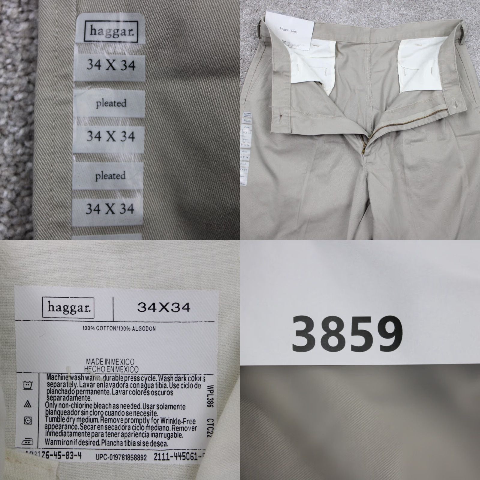 Haggar Haggar Black Label Chino Pants Mens 34x34 Black - Regular, Straight, Pleated, Wool Blend, NWT, 100% Cotton, Vintage: No Size US 34 / EU 50 - 9 Thumbnail