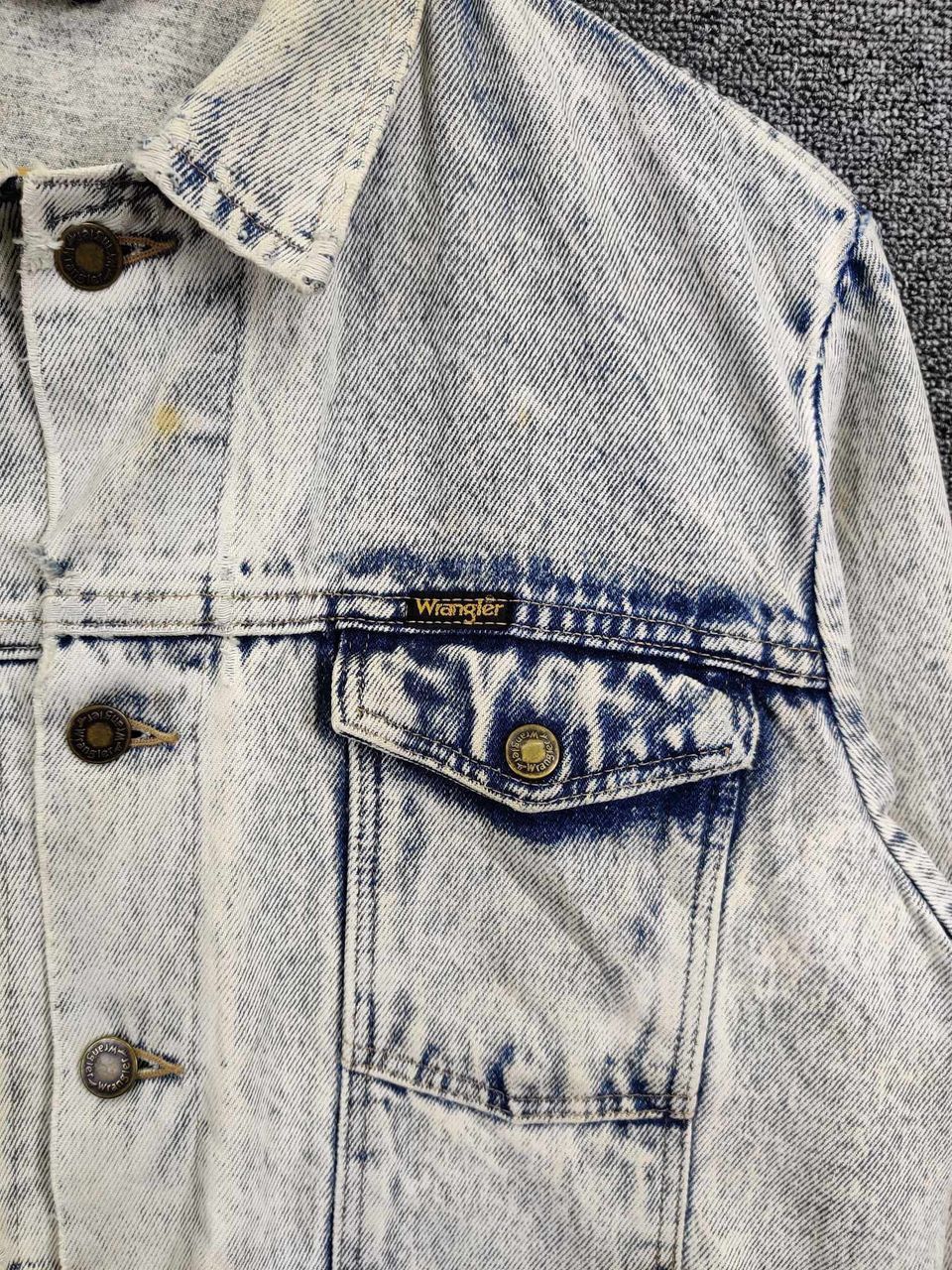 Wrangler Vintage Thrashed 90s Wrangler Acid Wash Denim Trucker Jacket Size US M / EU 48-50 / 2 - 9 Thumbnail