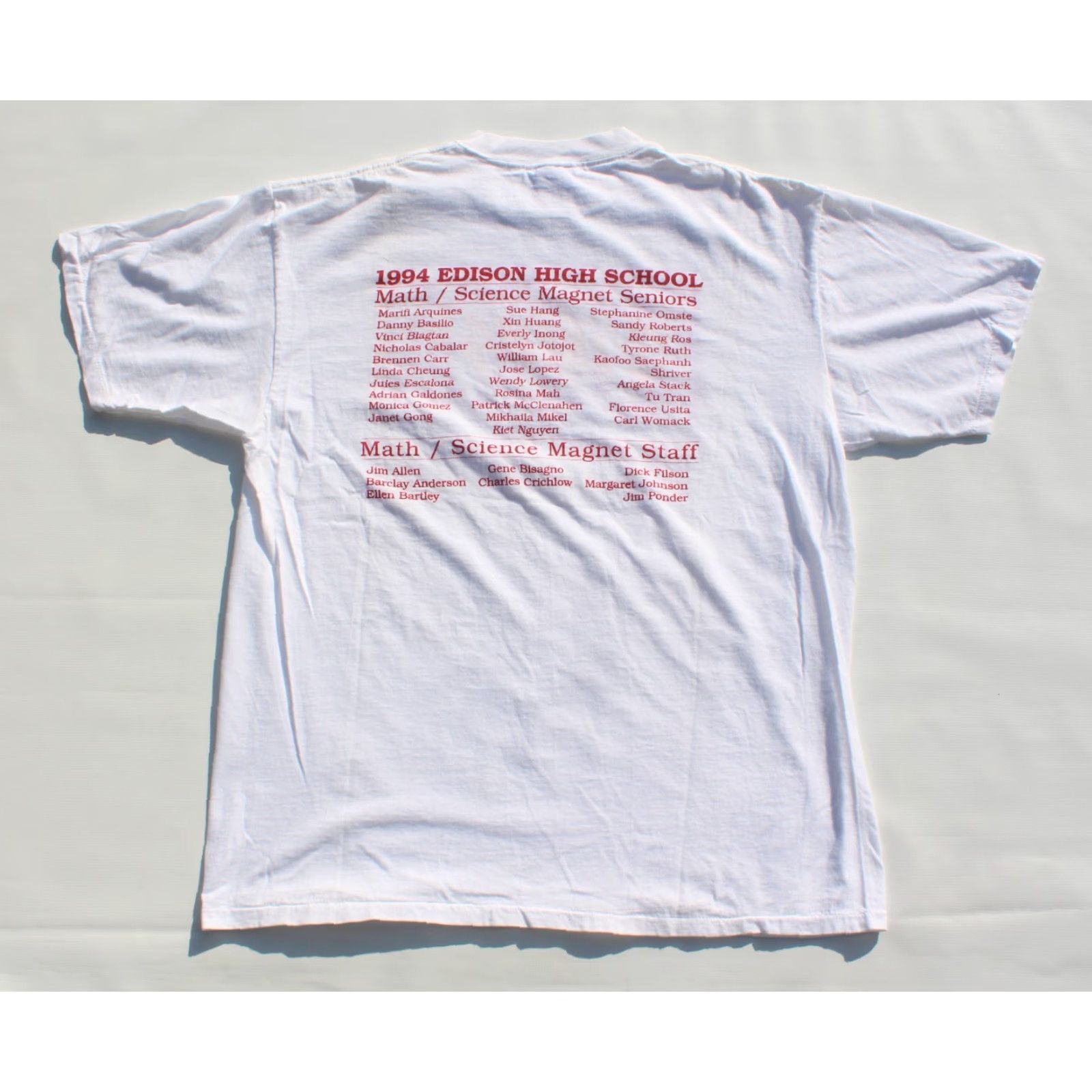 Vintage VINTAGE Edison High School Vikings T Shirt White XL 1994 Unbranded Unisex Adults Short Sleeve Shirt Mens Size US XL / EU 56 / 4 - 6 Thumbnail