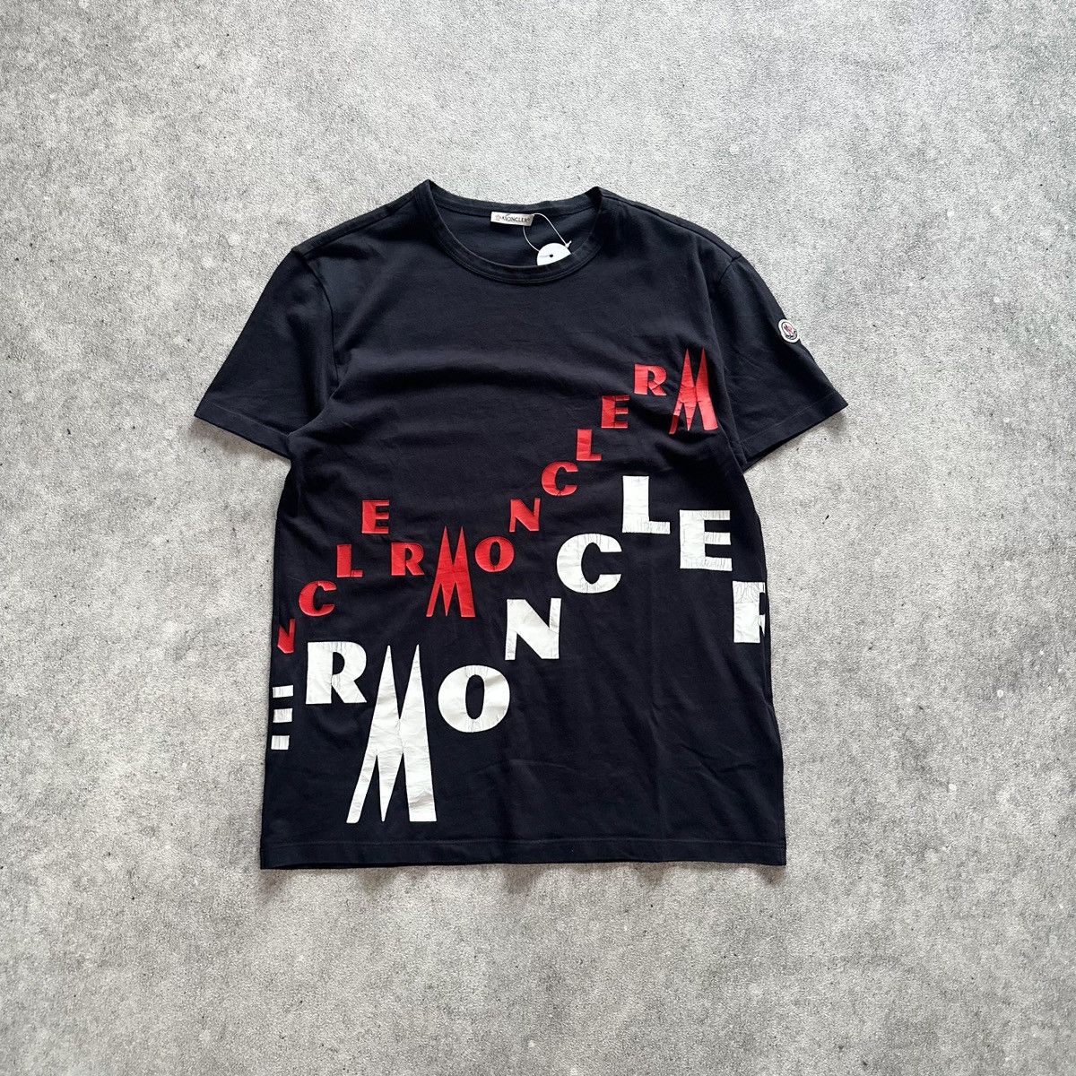 2000s Moncler Dark Navy Large Logo Print Tee