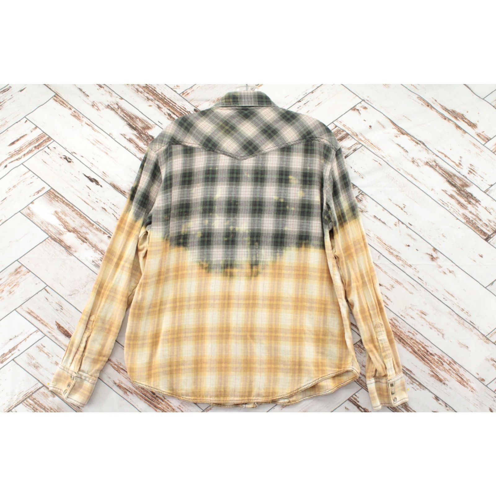 Wrangler VINTAGE Wrangler Shirt Men's Large Western Pearl Snap Plaid Green Yellow 100% Cotton Cowboy USA 90s Mens Size US L / EU 52-54 / 3 - 2 Thumbnail