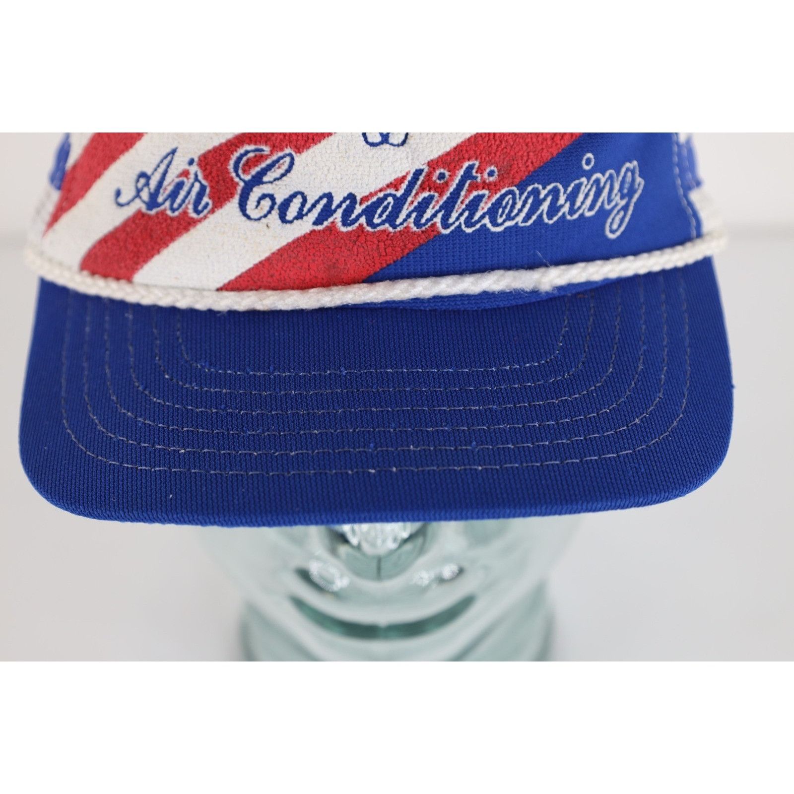 Vintage 70s 80s 3 Stripes Heating AC Flag Trucker Hat