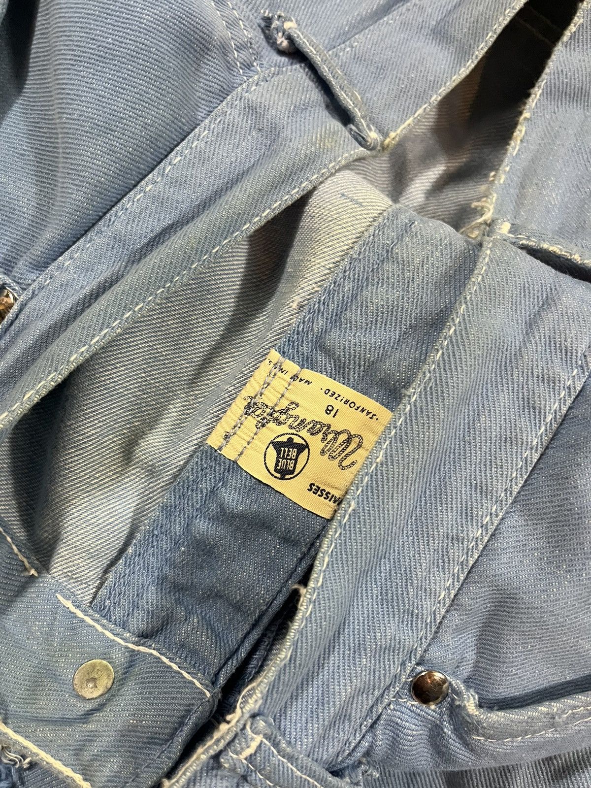 Vintage × Wrangler Vintage 60s Wrangler Blue Bell Jean Shorts Jorts Faded Blue Size 29" - 5 Thumbnail