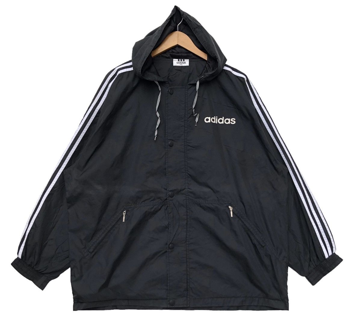 Vintage Vintage 90s Adidas Trefoil Big Logo Hoodie Winbreaker | Hype Size US XL / EU 56 / 4 - 1 Thumbnail