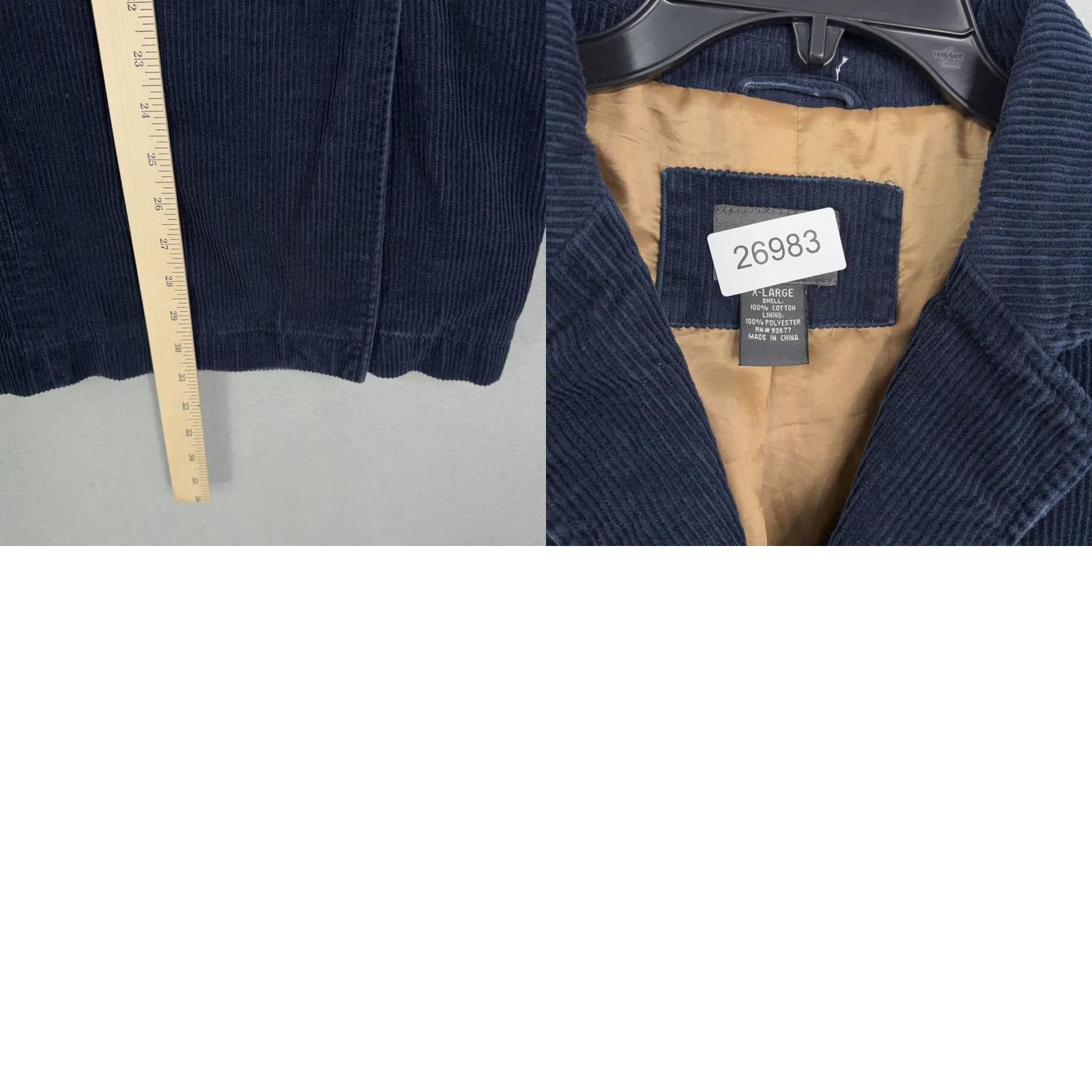 Vintage St. John's Bay Sport Coat Jacket Mens XL Blue Corduroy Blazer Notch Lapel Three-Button Front Single-Breasted Casual Business-2 Piece Size 46R - 8 Thumbnail