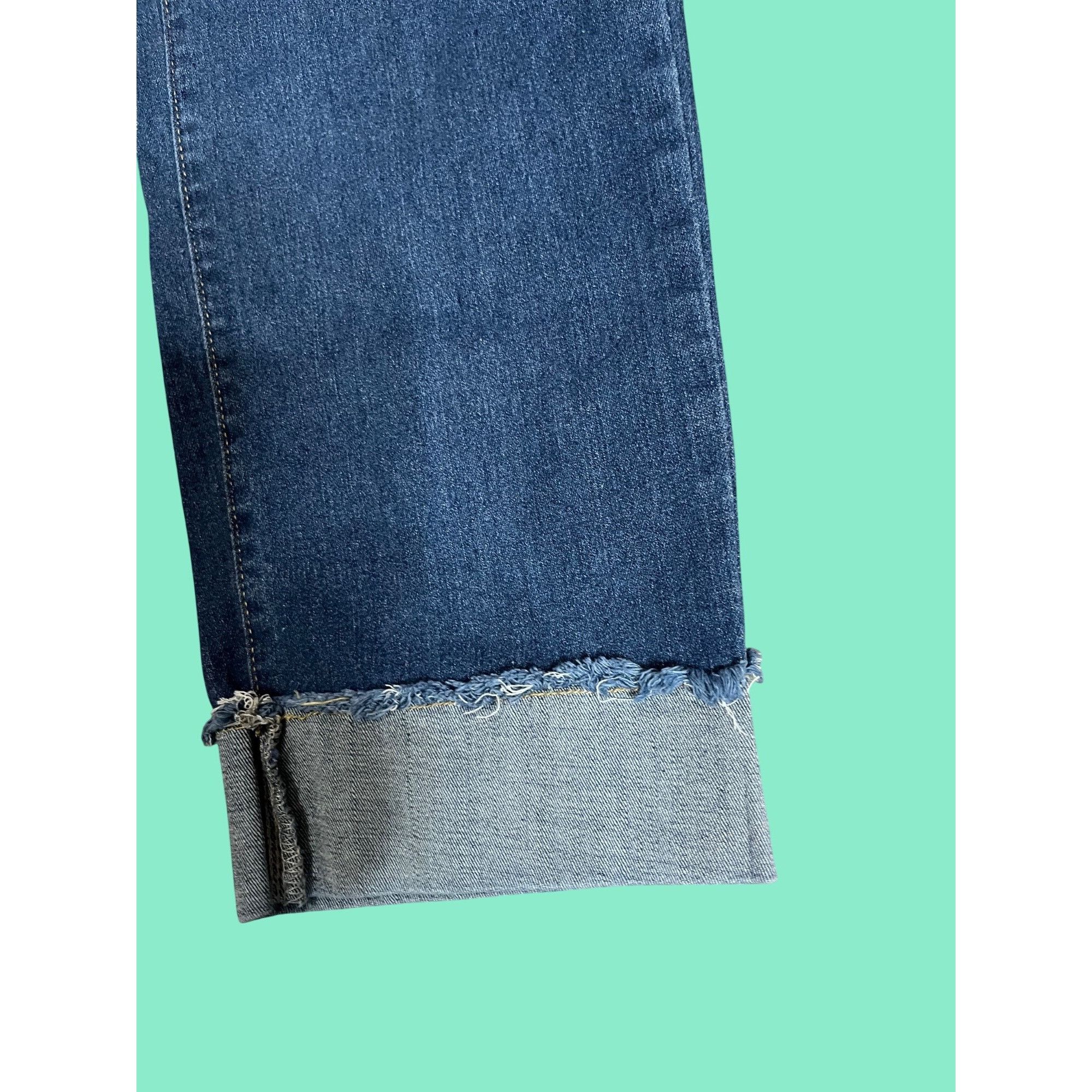 Other High-Waisted Distressed Cuffed Hem Jeans With crossover zip Size 31" - 2 Thumbnail