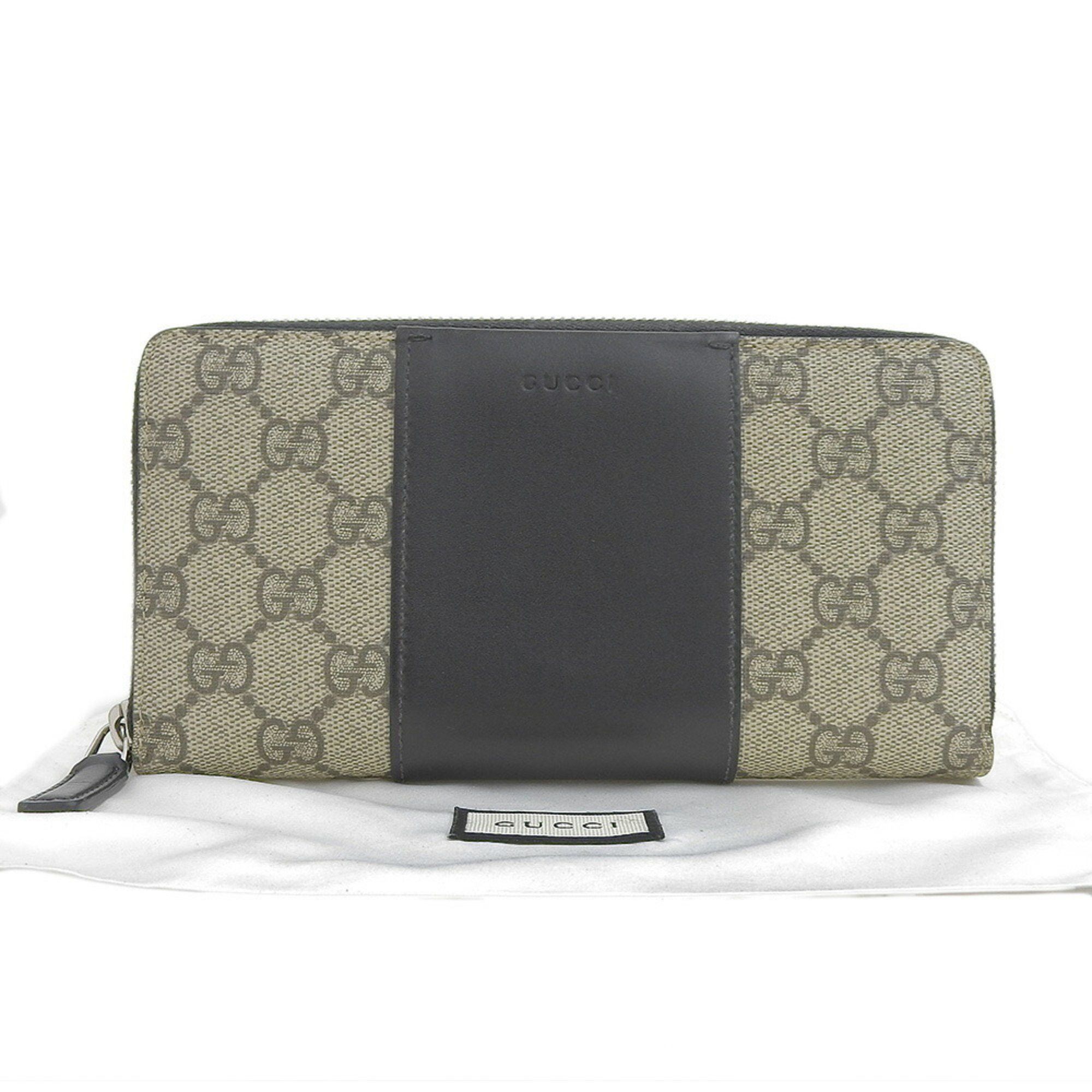Gucci Like new Gucci GG Supreme round long wallet 451249 2067 beige black Size ONE SIZE - 1 Thumbnail