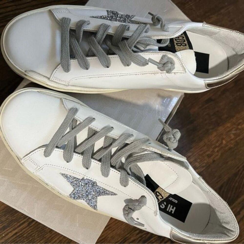 Golden Goose NWT Golden Goose High Star Sneakers in Silver Glitter Size US 11 / IT 41 - 3 Thumbnail