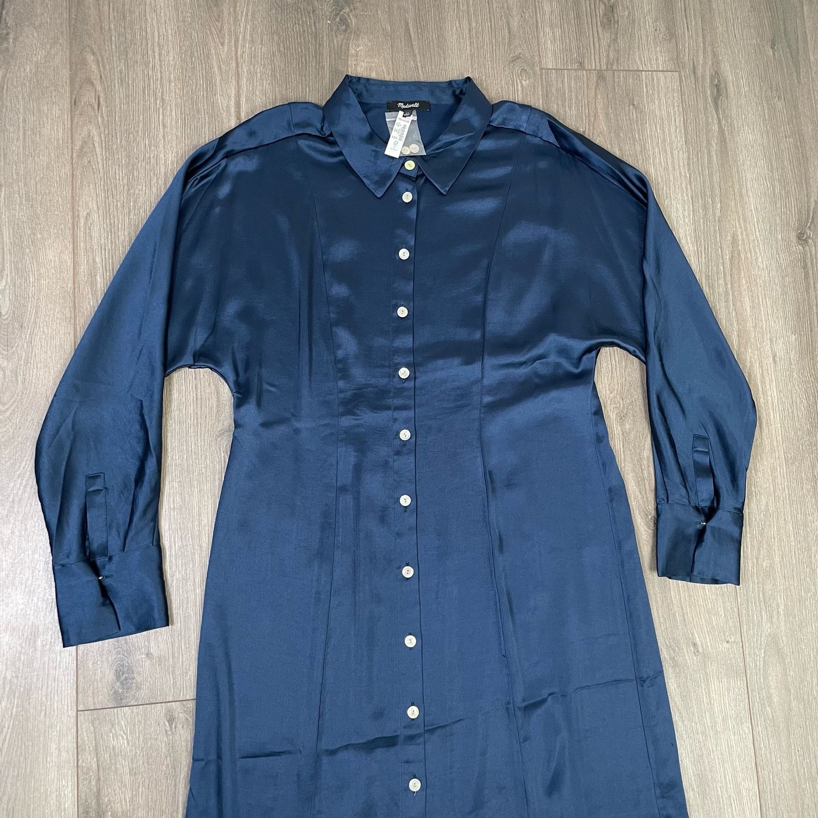 Madewell Madewell Satin Button Front Midi Koures Dress US Women's 14 Size XL / US 12-14 / IT 48-50 - 2 Thumbnail