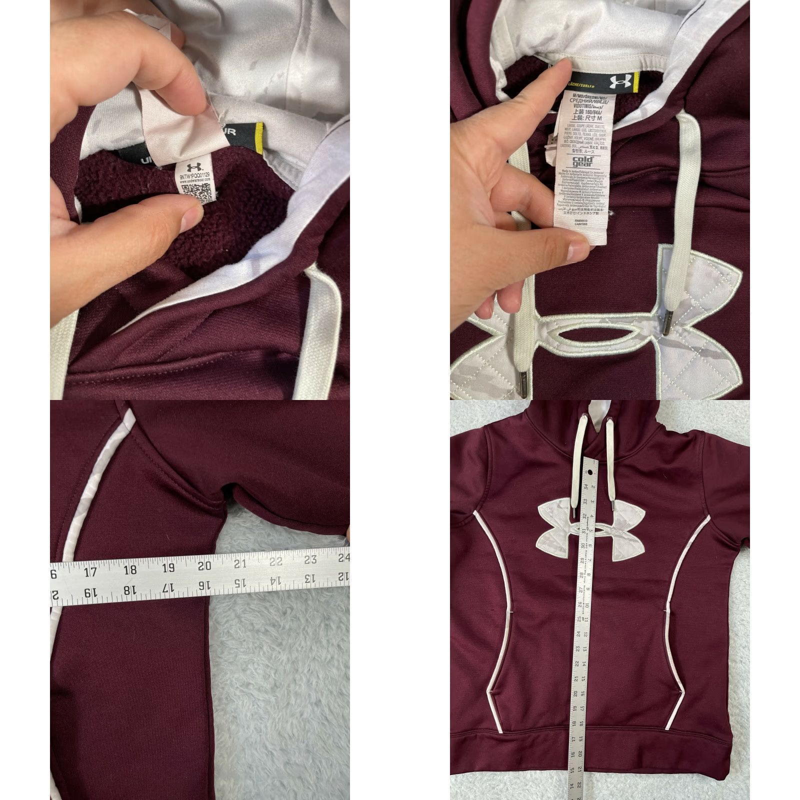 Under Armour Under Armour Hoodie Women M Burgundy Logo Cold Gear Quilted Glow 40 In Chest Long Sleeve Solid red - Adult Womens Size M / US 6-8 / IT 42-44 - 8 Thumbnail