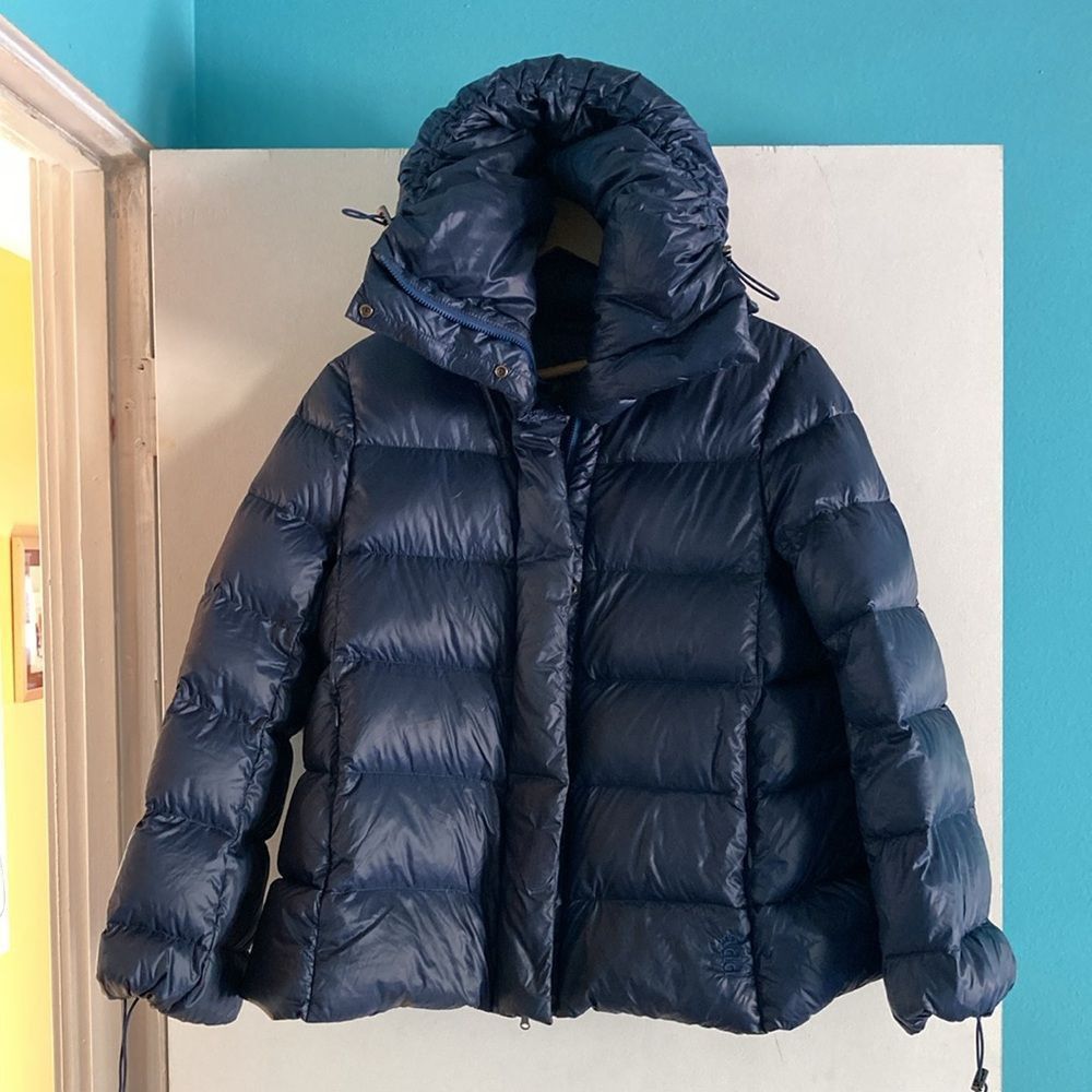 Add Add Italy Down Jacket Womens Size M Navy Blue Zip & Snap A S Size M / US 6-8 / IT 42-44 - 3 Thumbnail