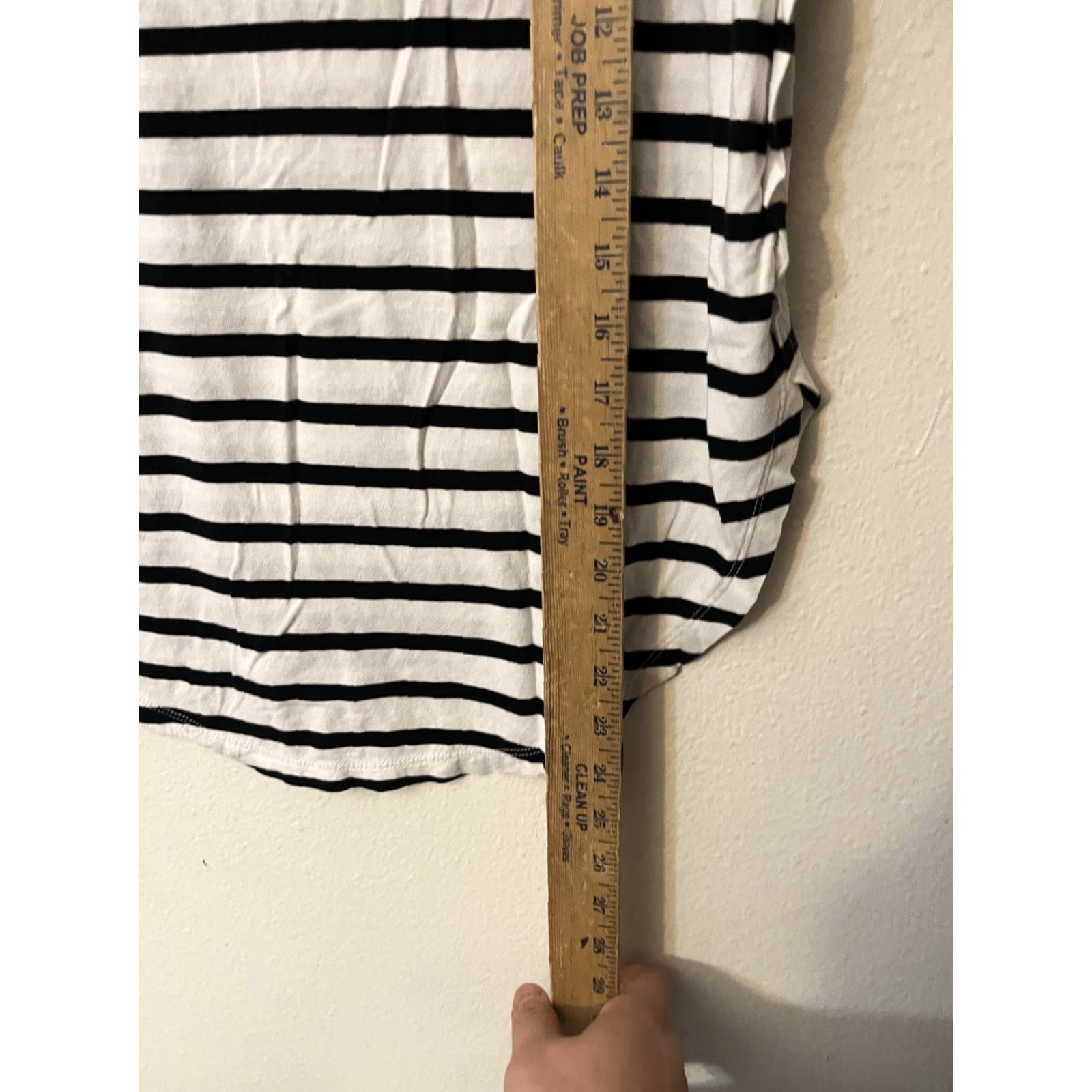 H&M H&M Logg White Striped Top Women Small Cotton Blend Short Sleeve T-Shirt Size S / US 4 / IT 40 - 4 Thumbnail